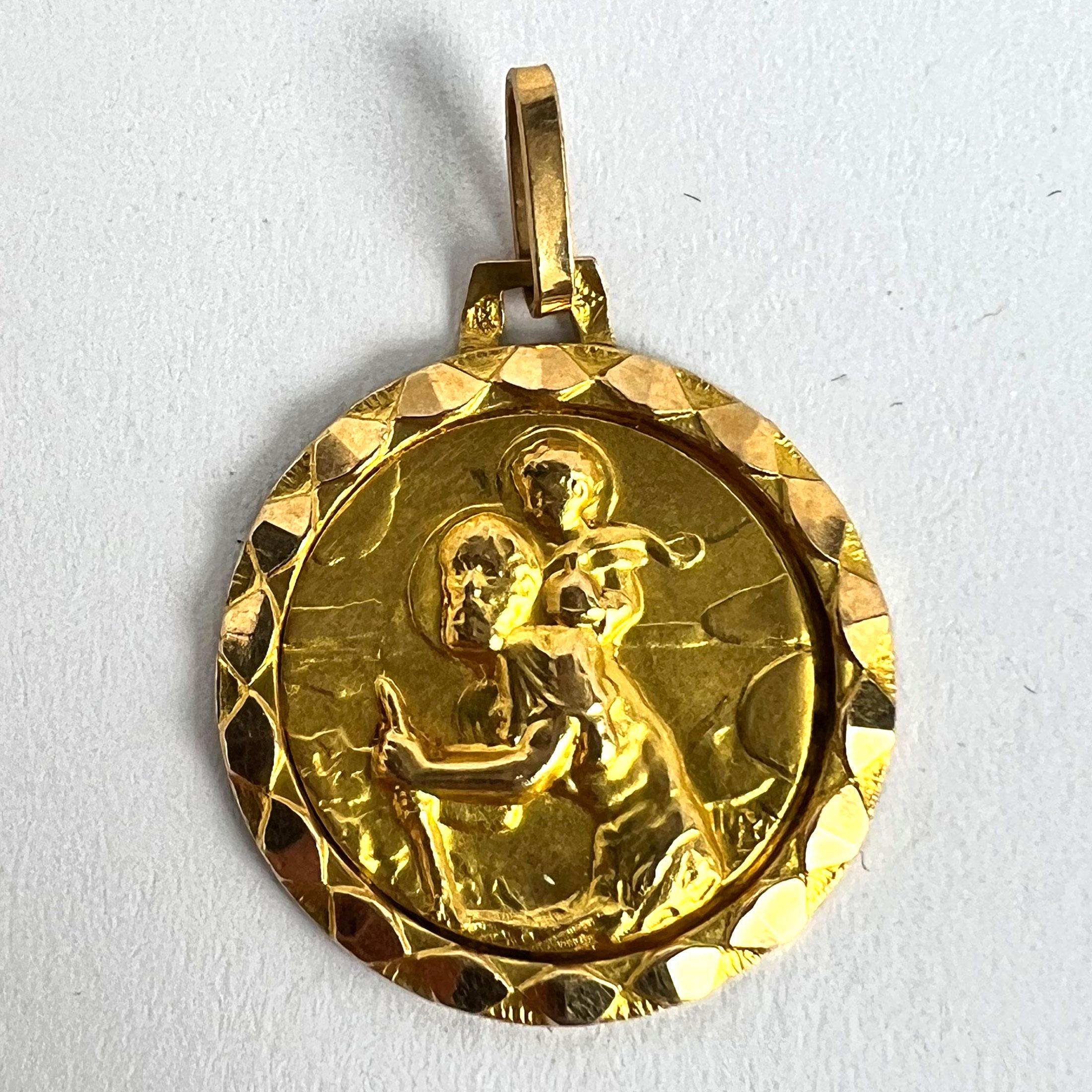 Vintage French St Christopher 18K Yellow Gold Charm Pendant For Sale 7