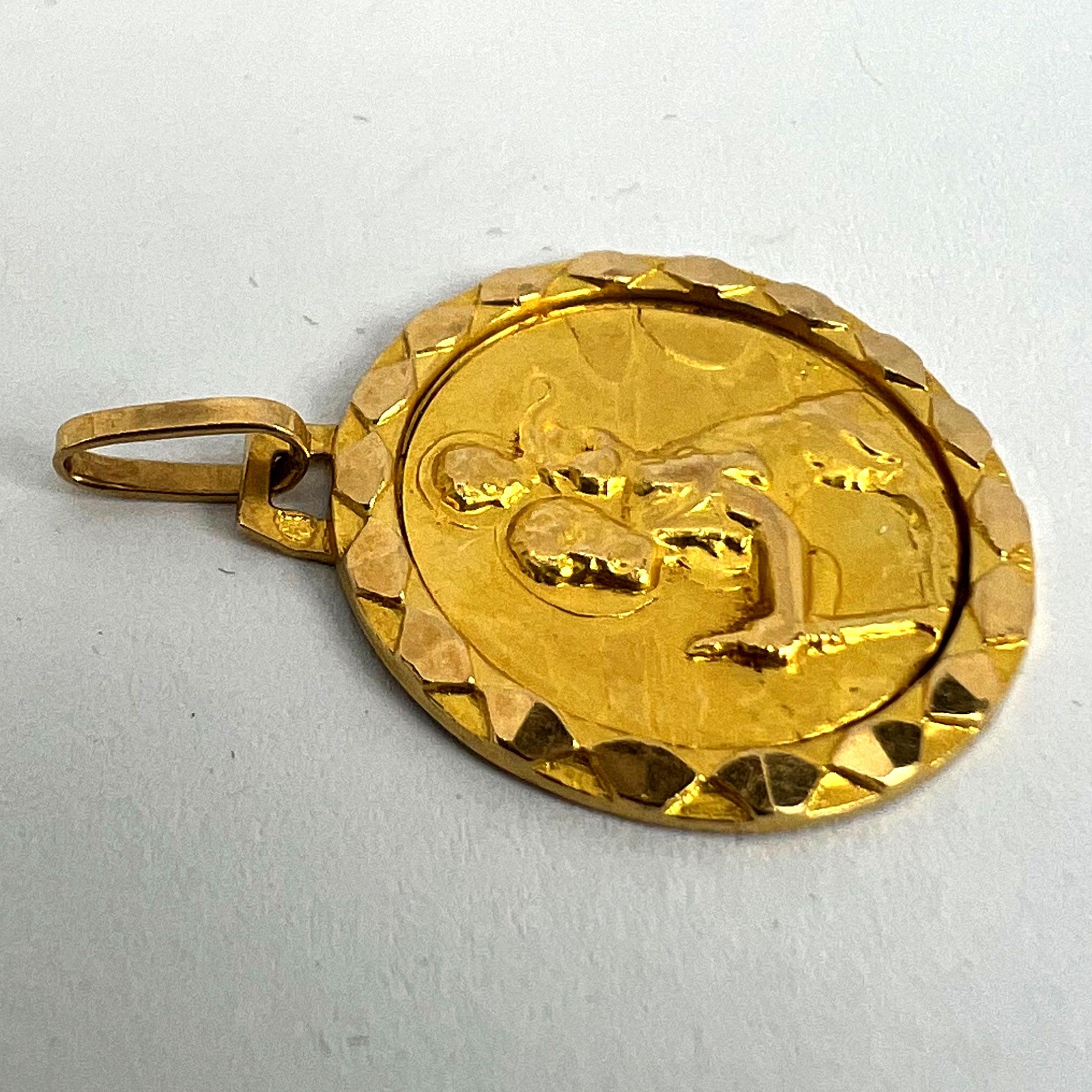 Vintage French St Christopher 18K Yellow Gold Charm Pendant For Sale 10