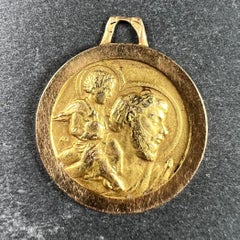 Vintage French St Christopher 18K Yellow Gold Charm Pendant