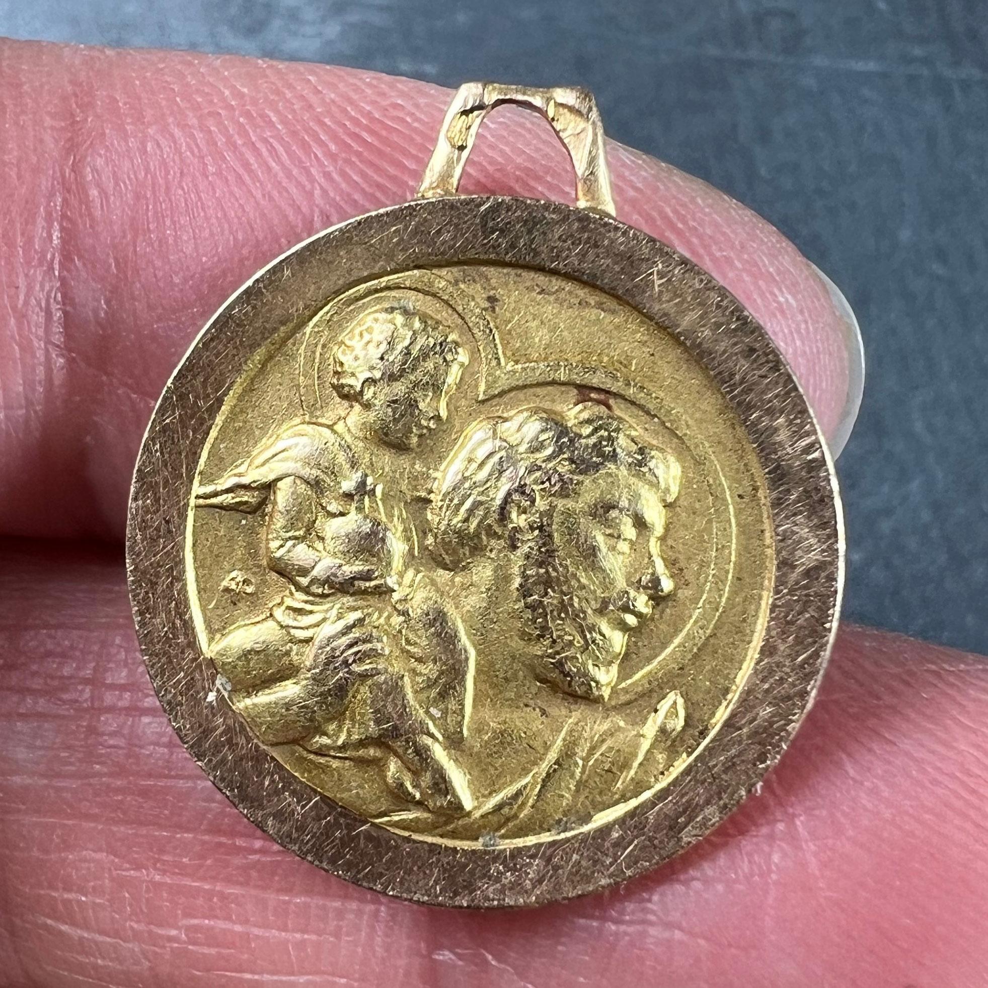 Vintage French St Christopher 18K Yellow Gold Charm Pendant For Sale 1