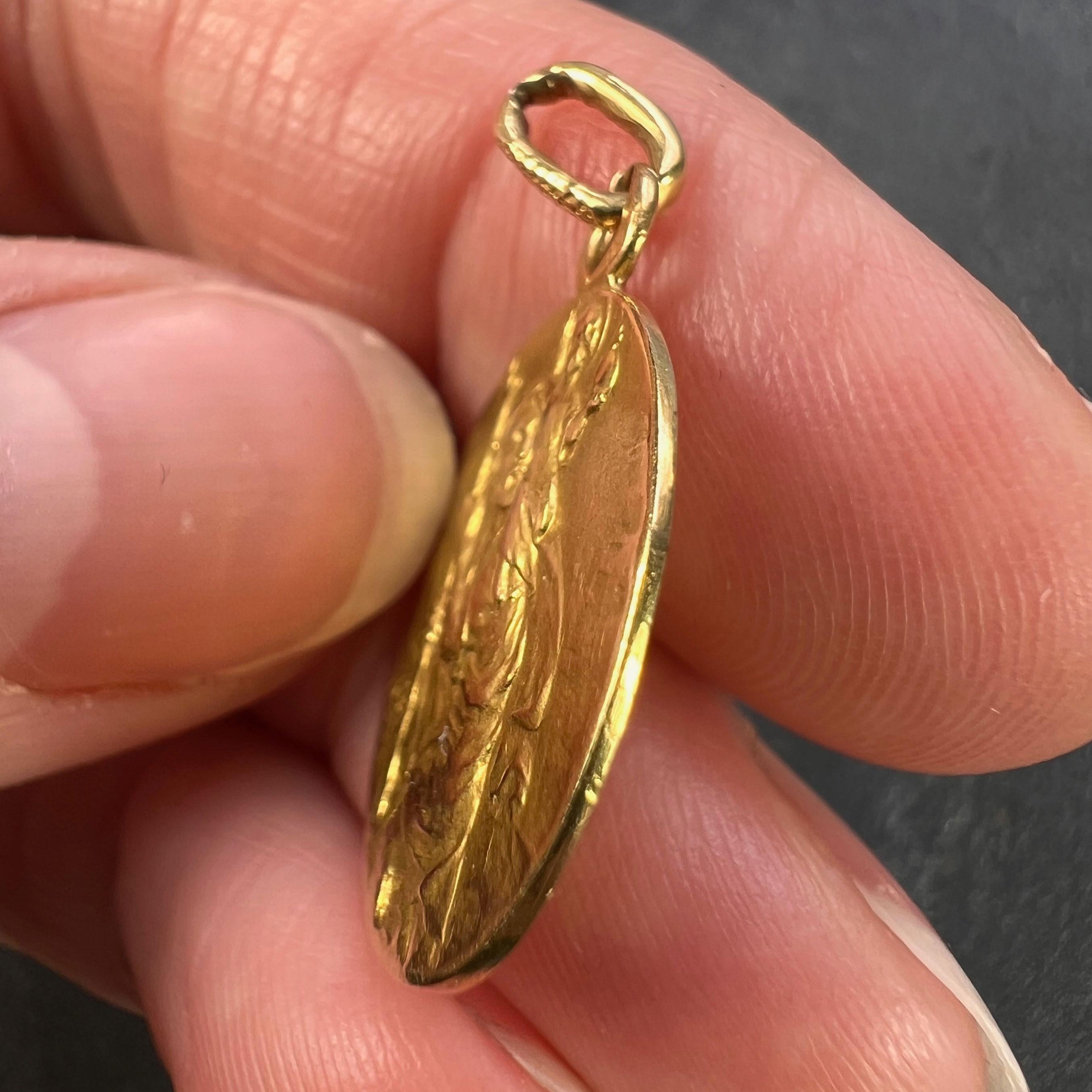 Vintage French St Christopher 18K Yellow Gold Charm Pendant 3