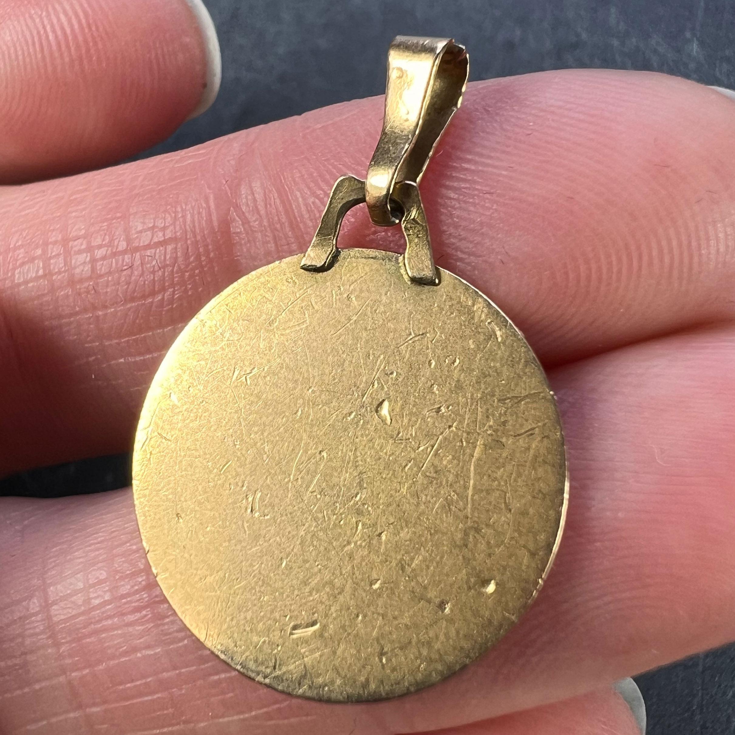 Vintage French St Christopher 18k Yellow Gold Charm Pendant For Sale 4