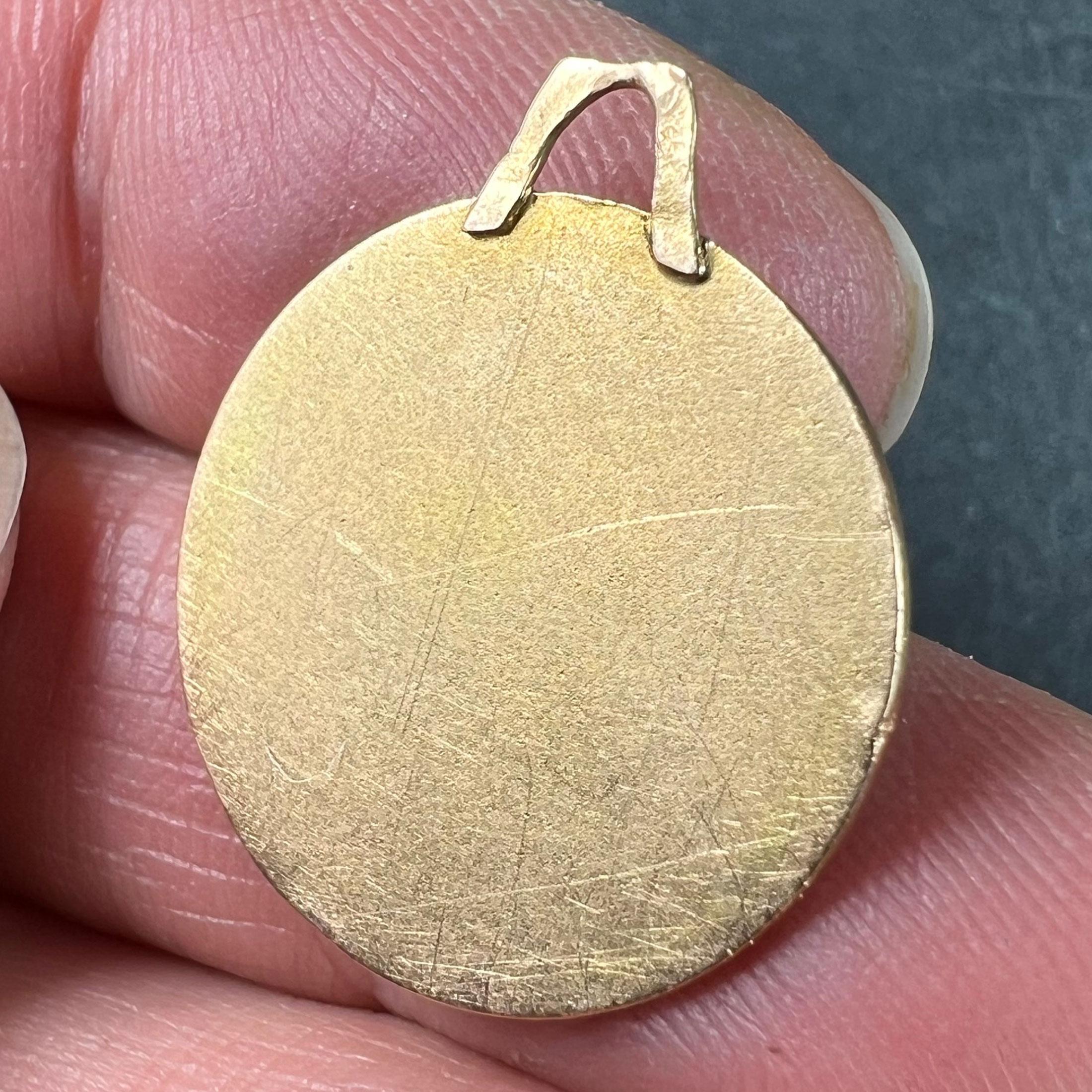 Vintage French St Christopher 18K Yellow Gold Charm Pendant For Sale 4