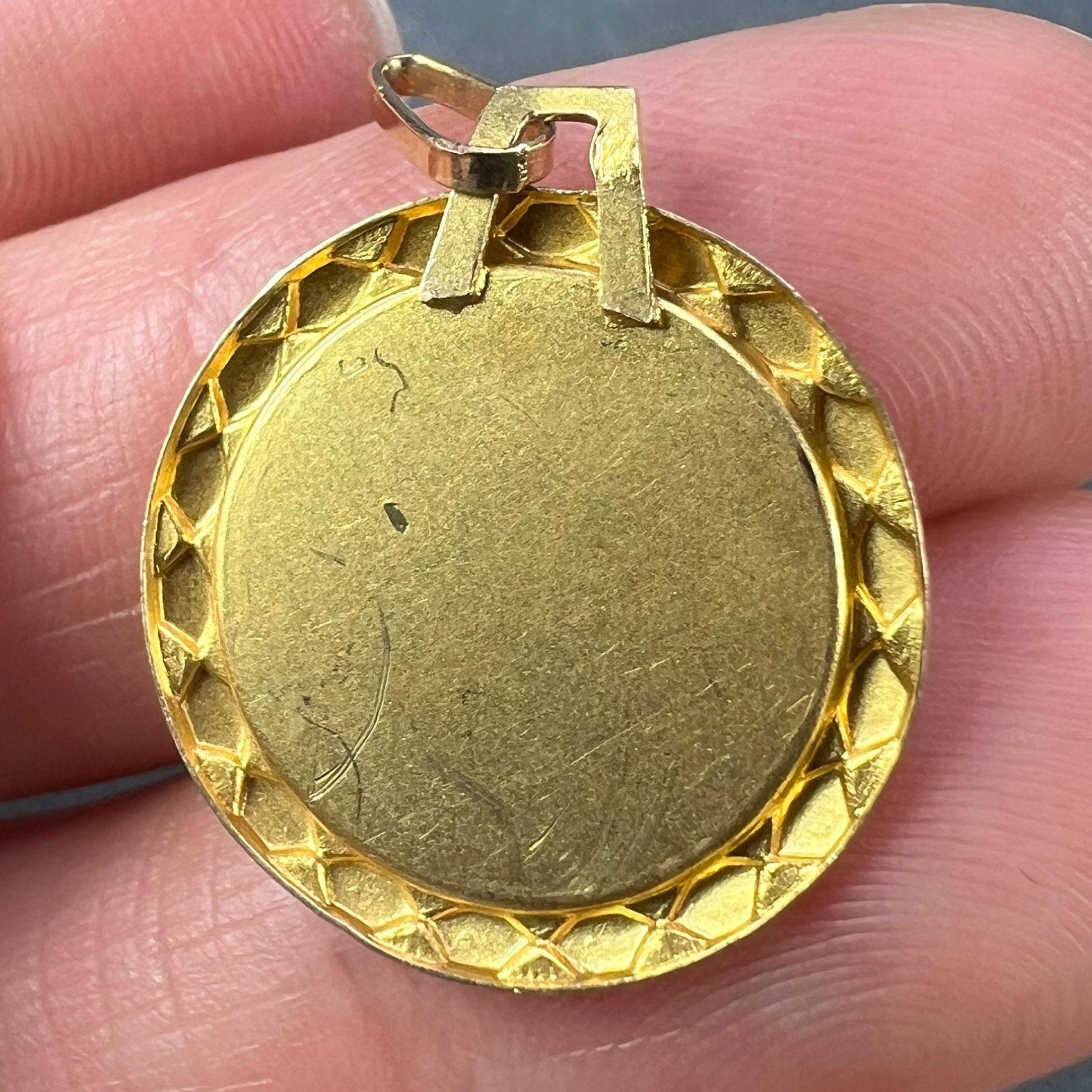 Vintage French St Christopher 18K Yellow Gold Charm Pendant For Sale 4