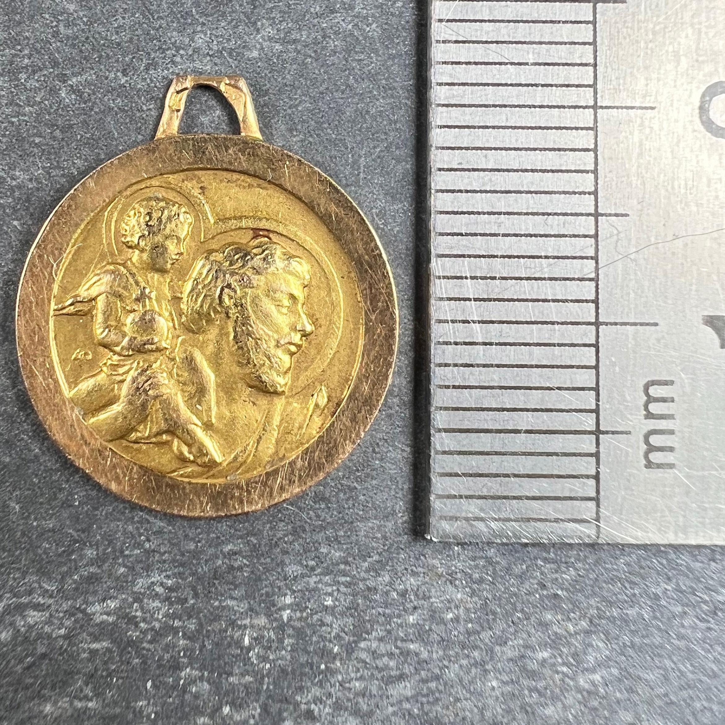 Vintage French St Christopher 18K Yellow Gold Charm Pendant For Sale 5