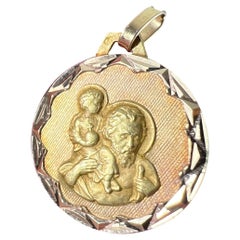 Vintage French St Christopher 18K Yellow Gold Charm Pendant