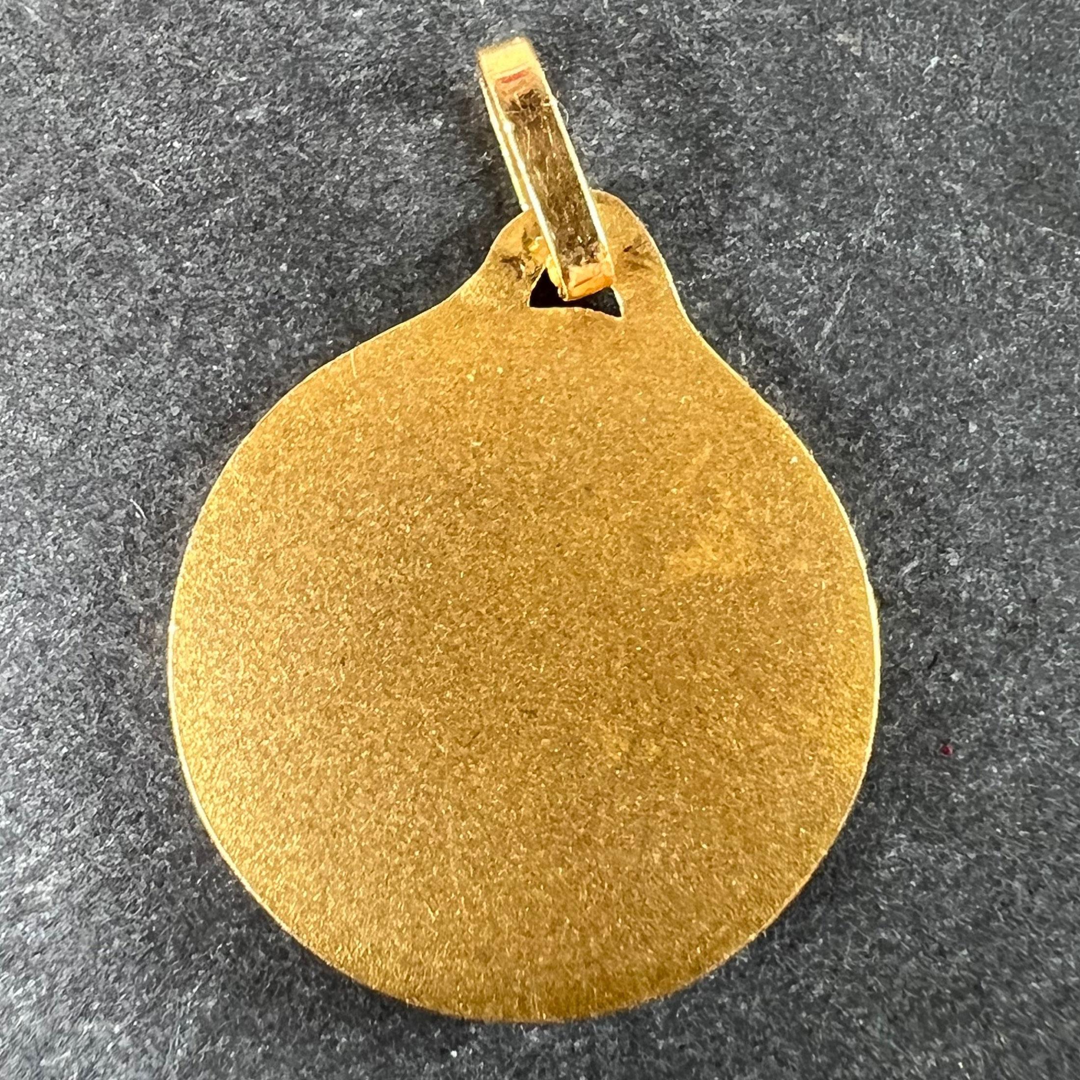 Vintage French St Christopher 18K Yellow Gold Religious Medal Pendant en Bueno estado para la venta en London, GB