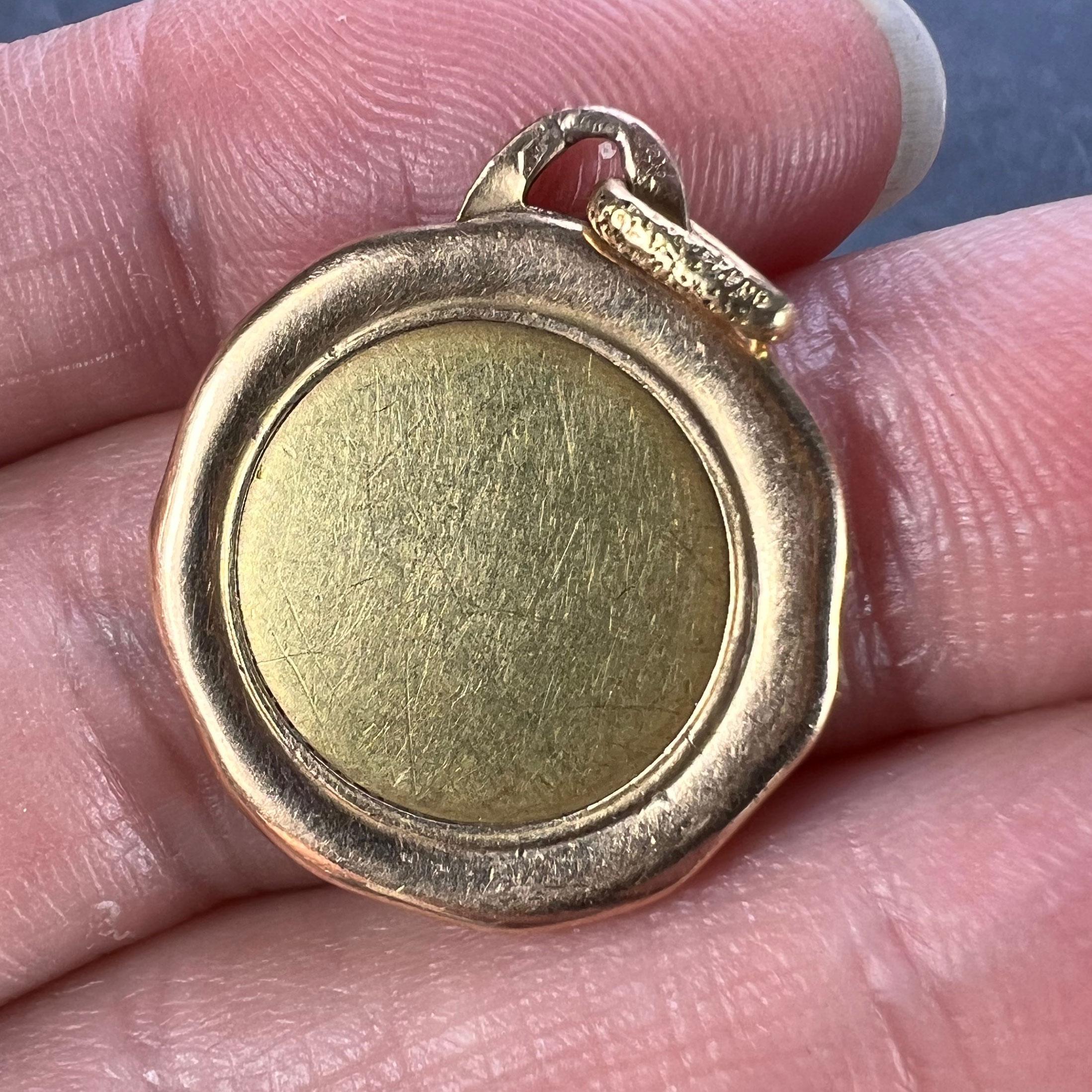 Vintage French St Christopher 18K Yellow Rose Gold Charm Pendant For Sale 3