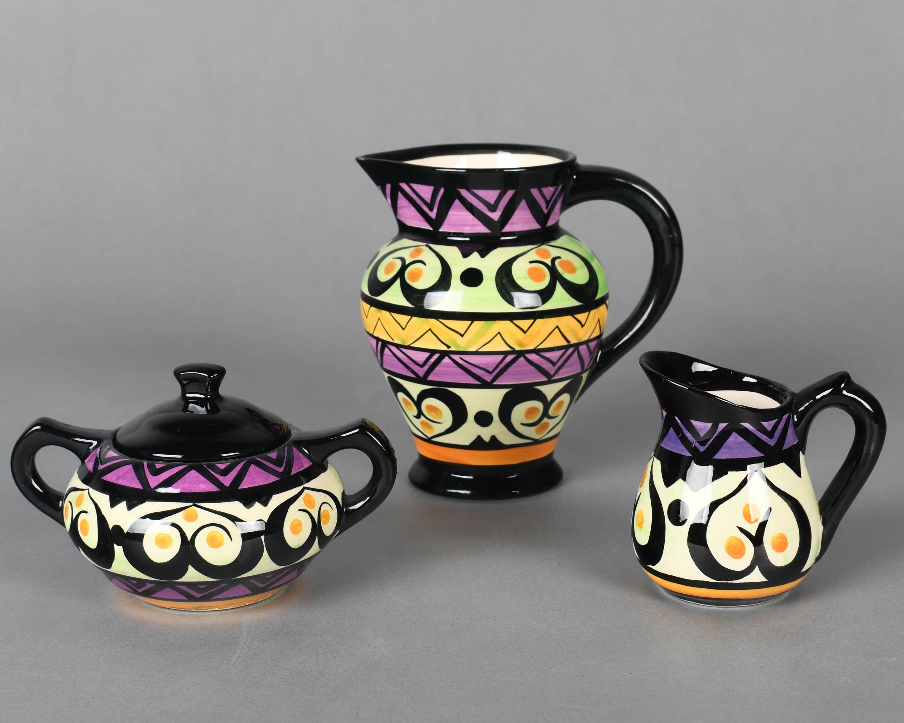 Vintage French St. Jean de Bretagne Ceramic Tea Set Francés en venta
