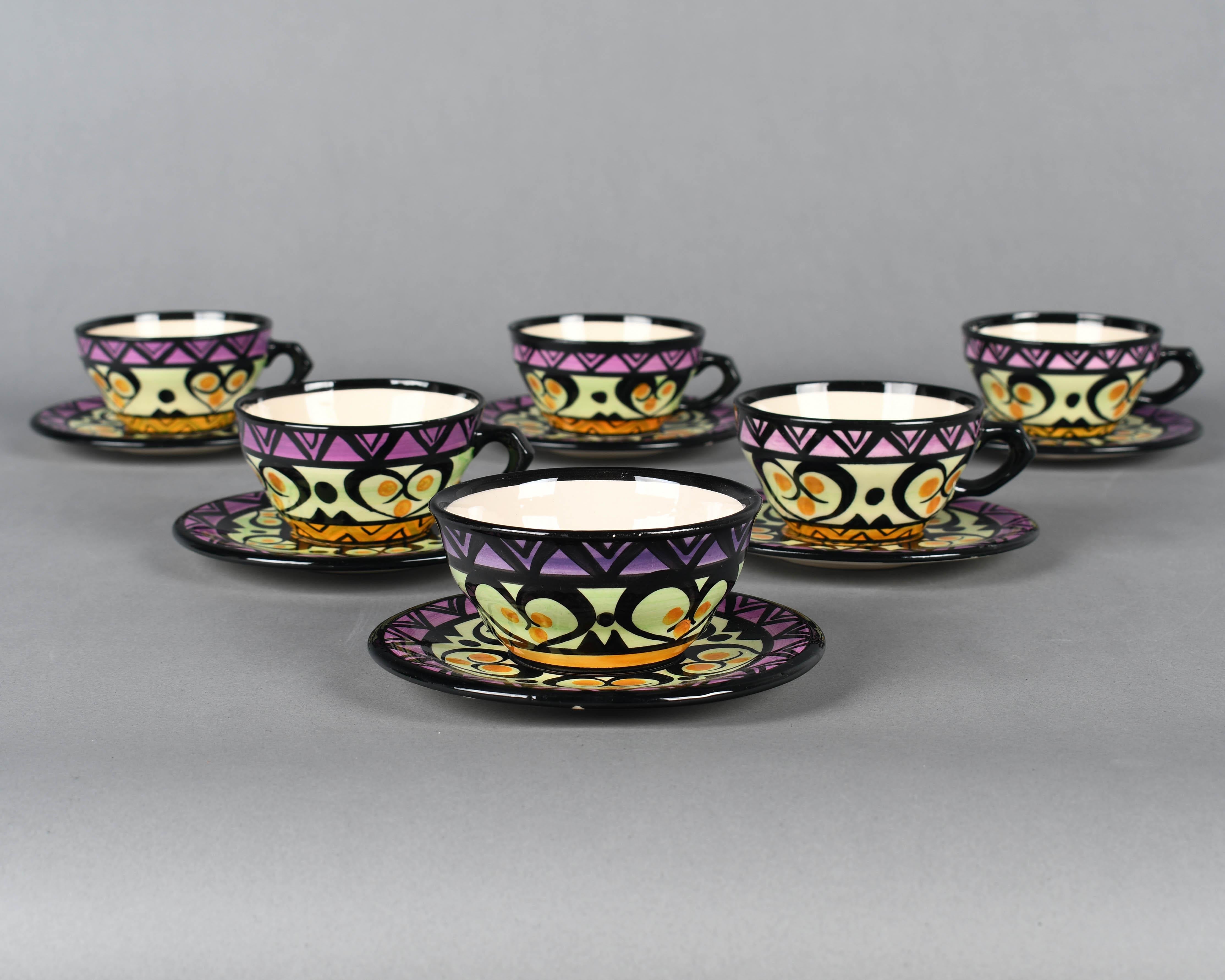 Vintage French St. Jean de Bretagne Ceramic Tea Set en Bueno estado para la venta en Winter Park, FL