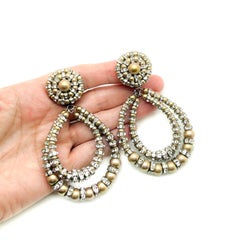Vintage Französisch Erklärung Rhondelle Hoop Ohrringe 1950er Jahre