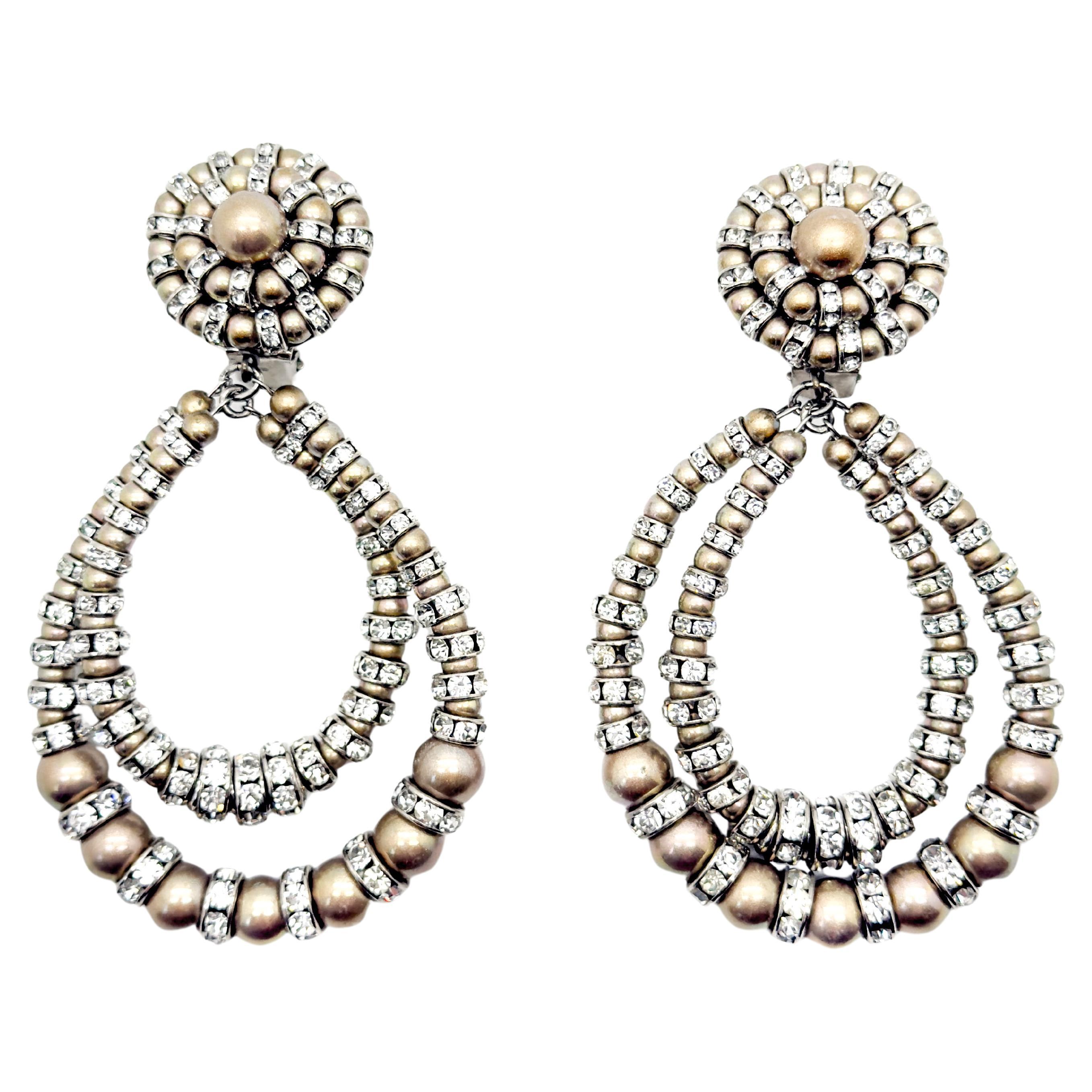 Vintage French Statement Rhondelle Hoop Earrings 1950s