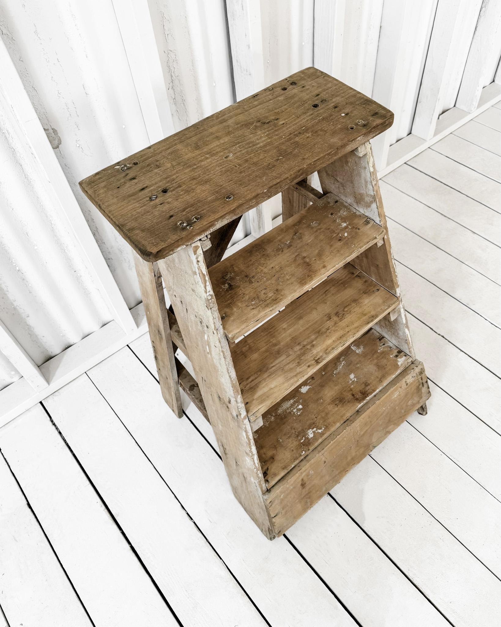 Vintage French Step Stool Side Table 1