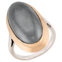 Vintage French Sterling Silver/18k Hematite Ring