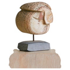 Vintage French Stone Abstract Sculpture on Stand No. 12