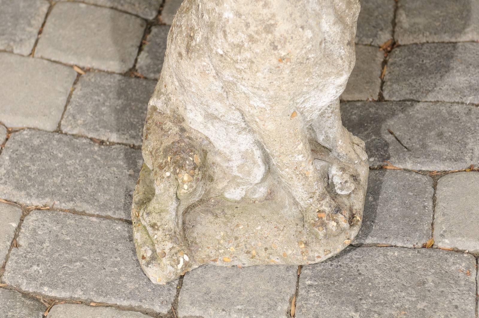 Vintage French Stone Sculpture of Dog in Sitting Position from the 1920s-1940s For Sale 6