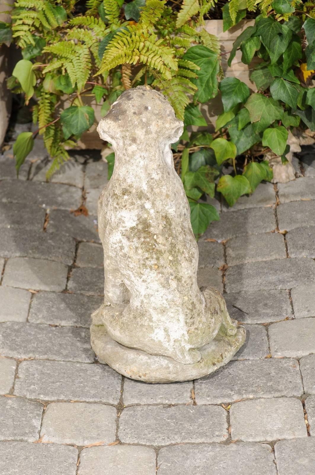 Vintage French Stone Sculpture of Dog in Sitting Position from the 1920s-1940s For Sale 2