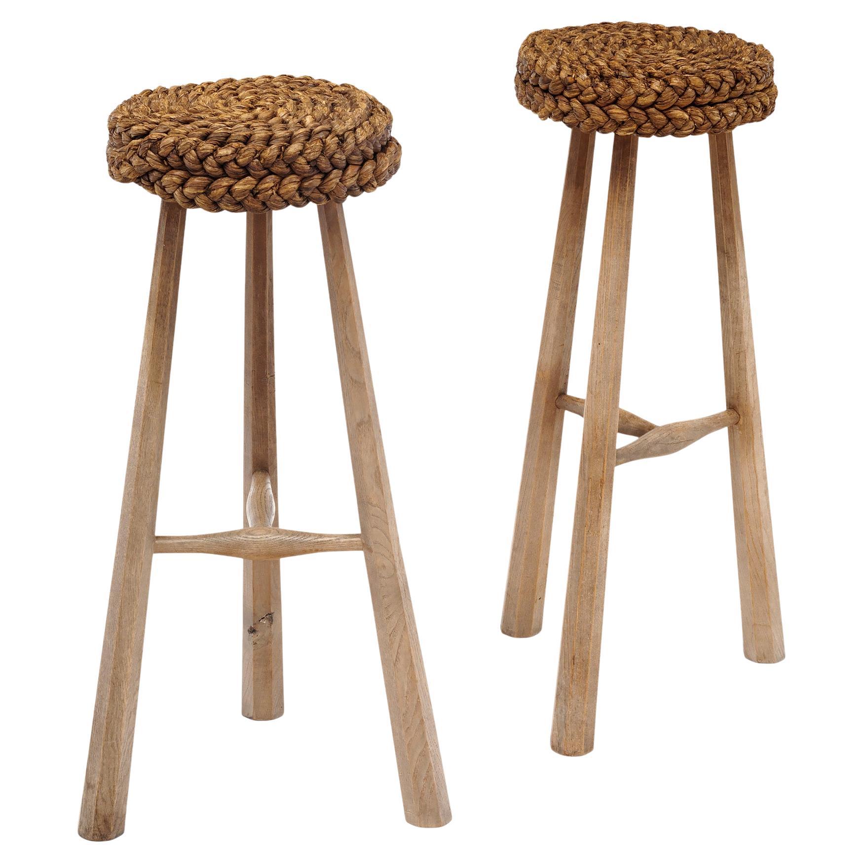 Vintage French Stools by Audoux Minet For Sale