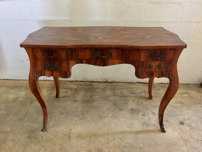 Vintage French Style Acacia Burl Desk For Sale at 1stDibs