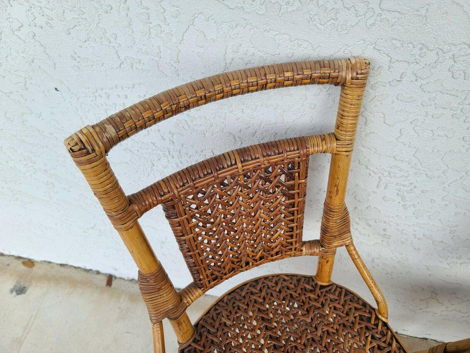 Vintage French Style Bamboo Rattan Wicker Dining Chairs, Set of 4 1