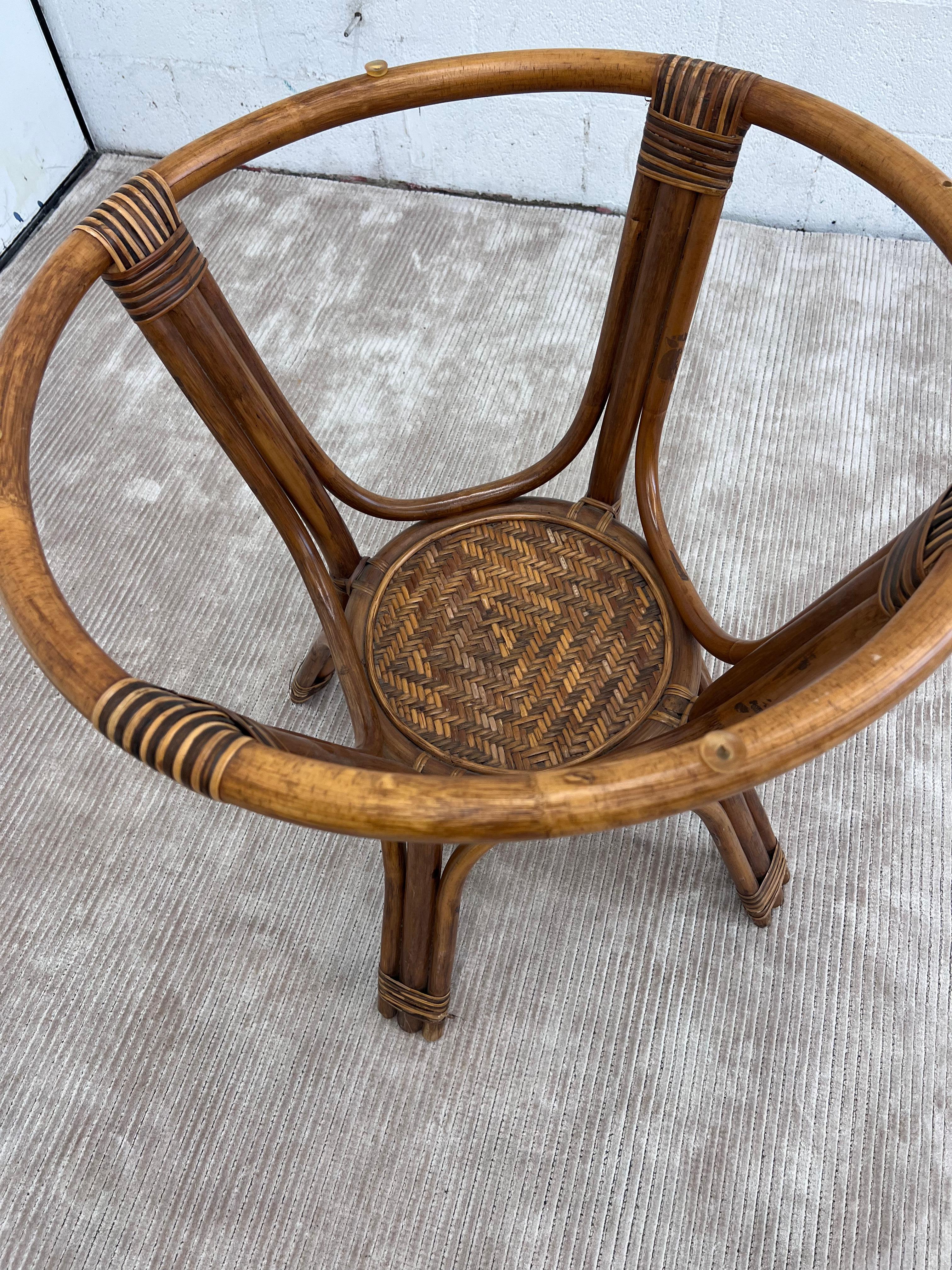 Vintage French Style Bamboo Rattan Wicker Dining Table Table For Sale 1