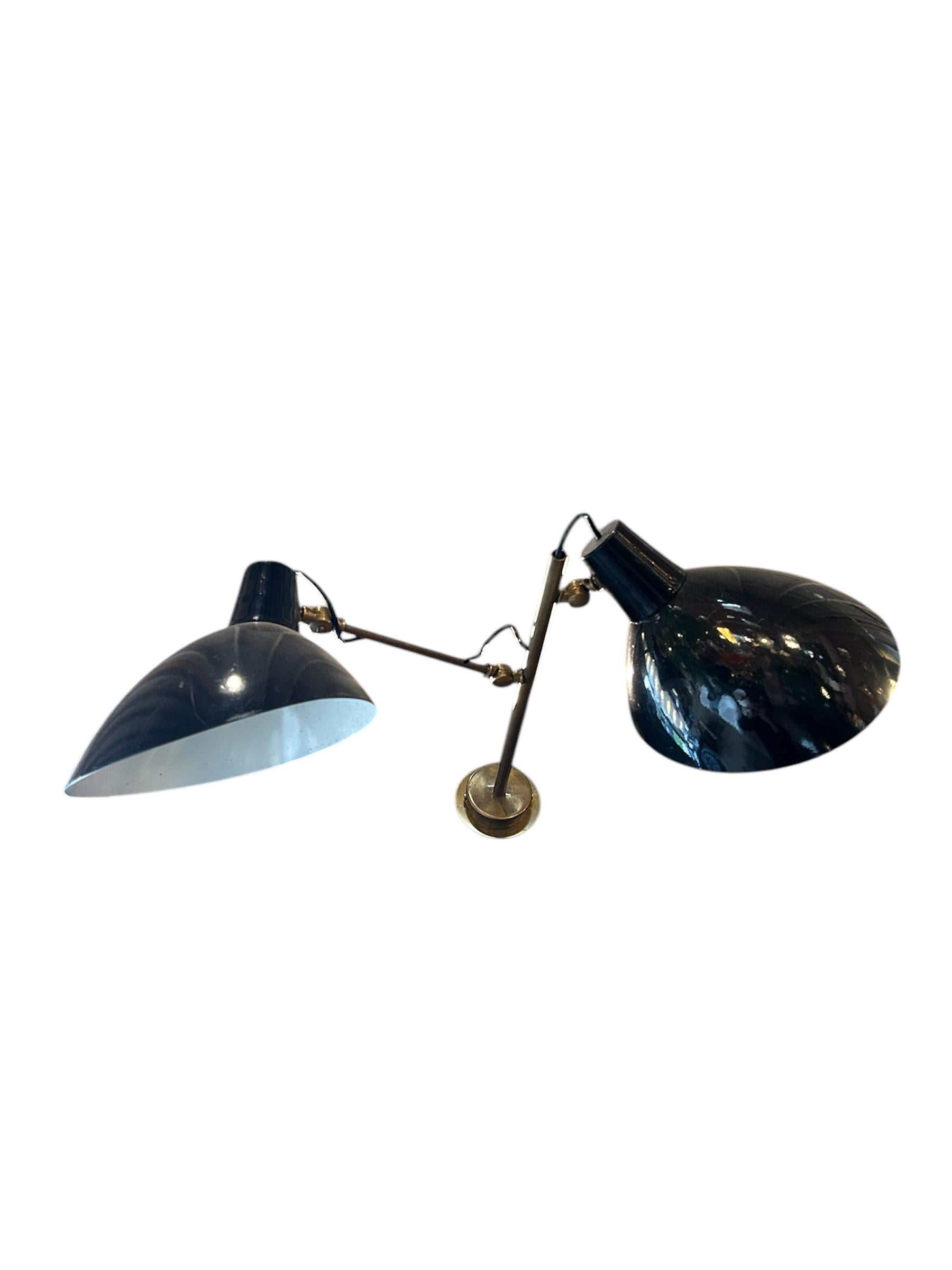 Vintage French Style Brass Dual-Arm Pendant Light In Good Condition For Sale In Los Angeles, CA
