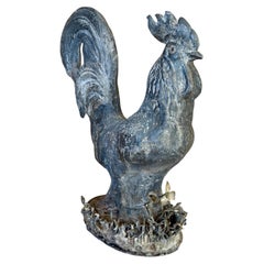 Vintage French Style Cast Iron Rooster Garden Statue-Wrought Iron Floral  Base