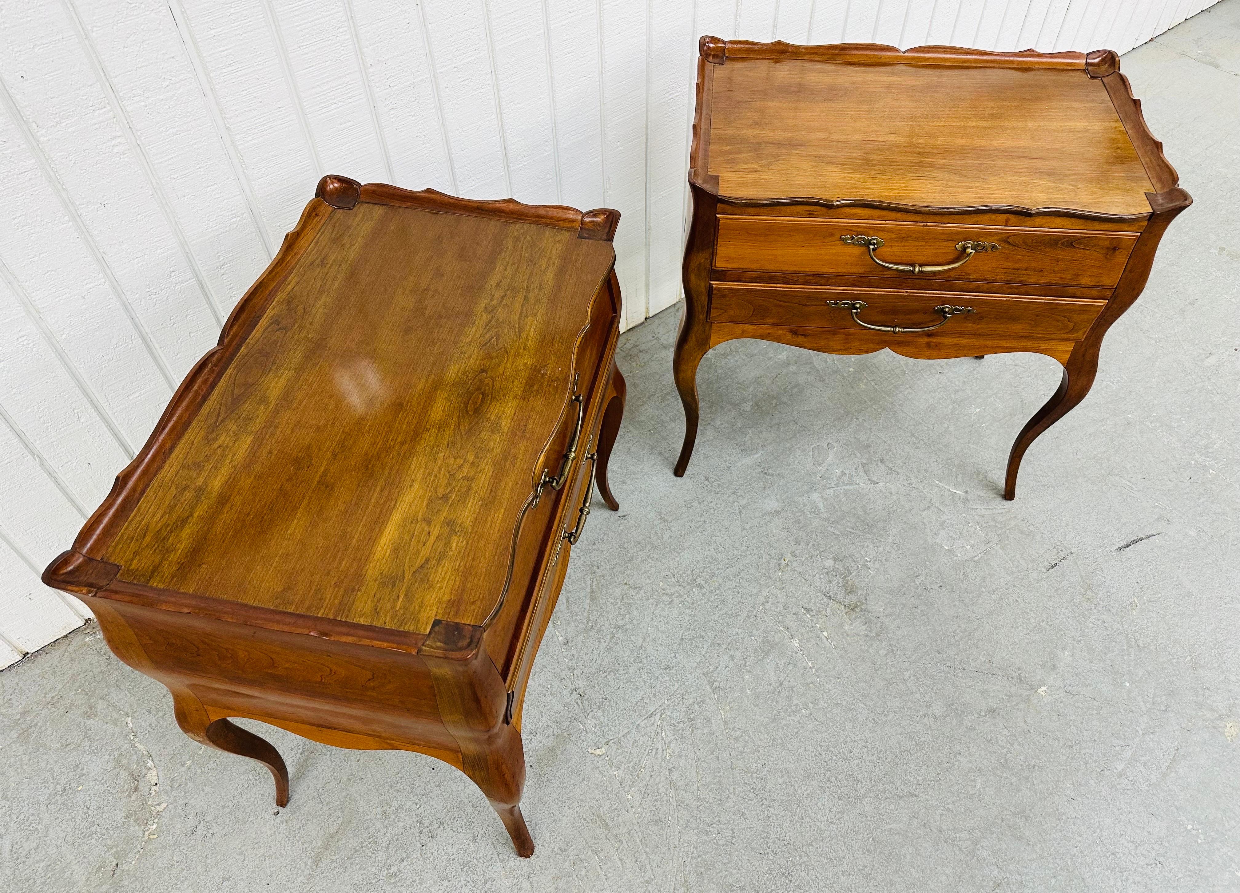 American Vintage French Style Cherry Wood Nightstands - Set of 2