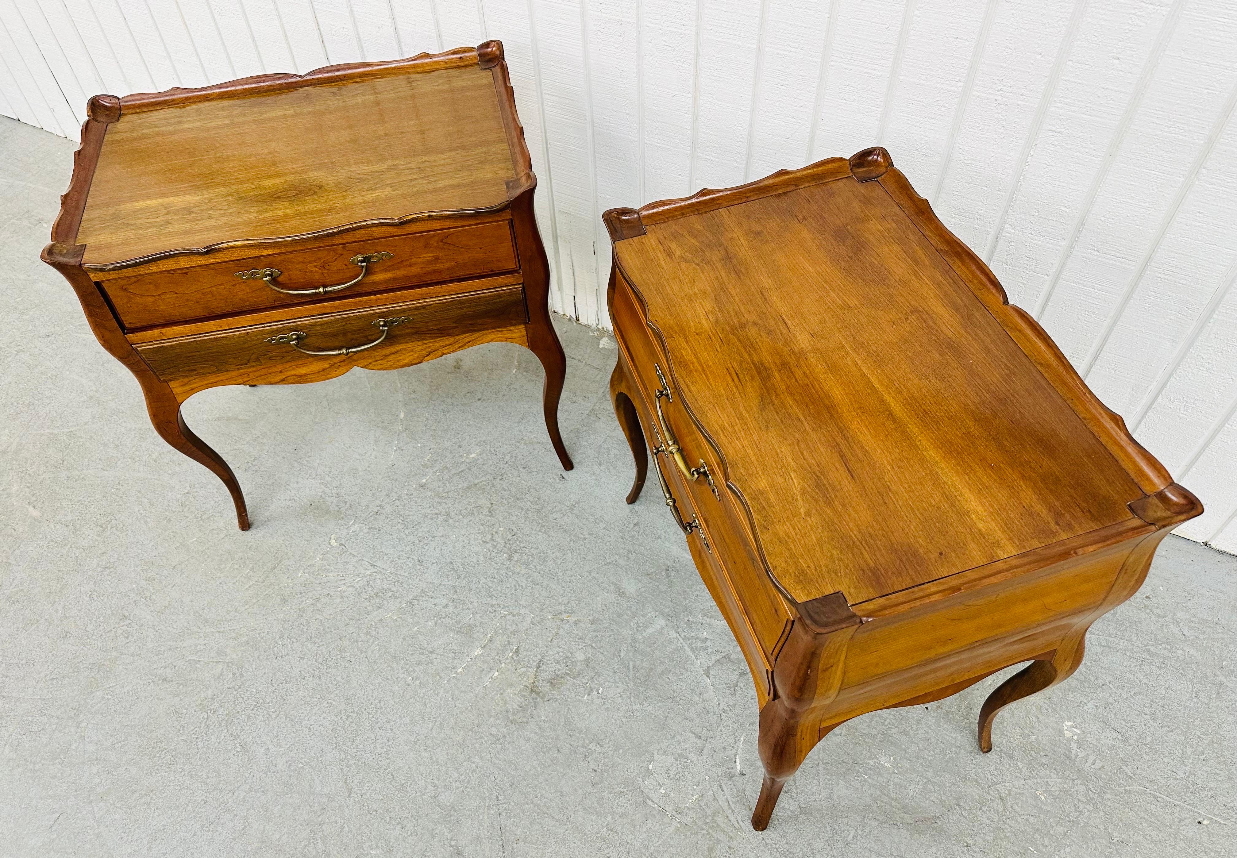 20th Century Vintage French Style Cherry Wood Nightstands - Set of 2