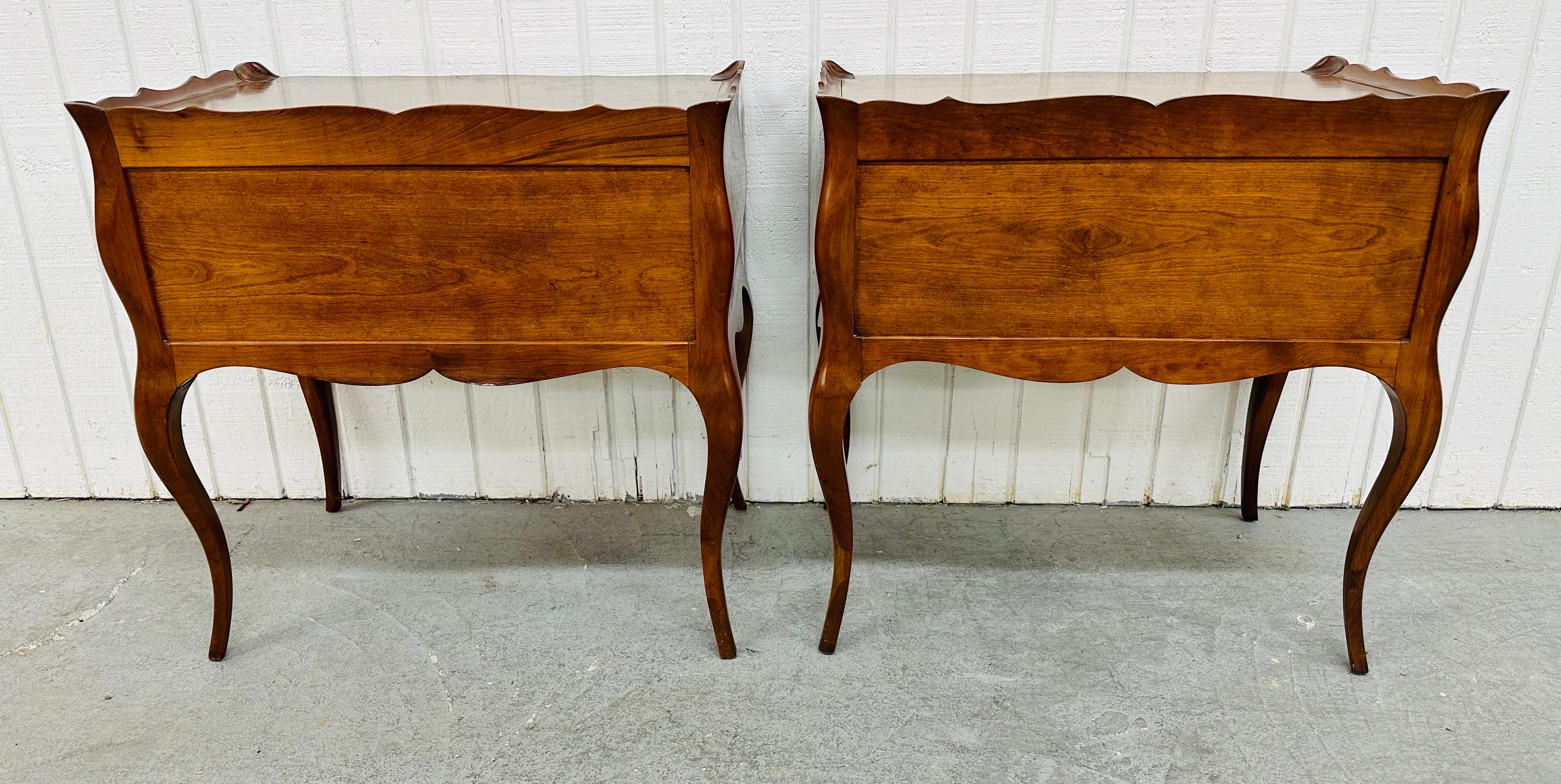 Vintage French Style Cherry Wood Nightstands - Set of 2 2