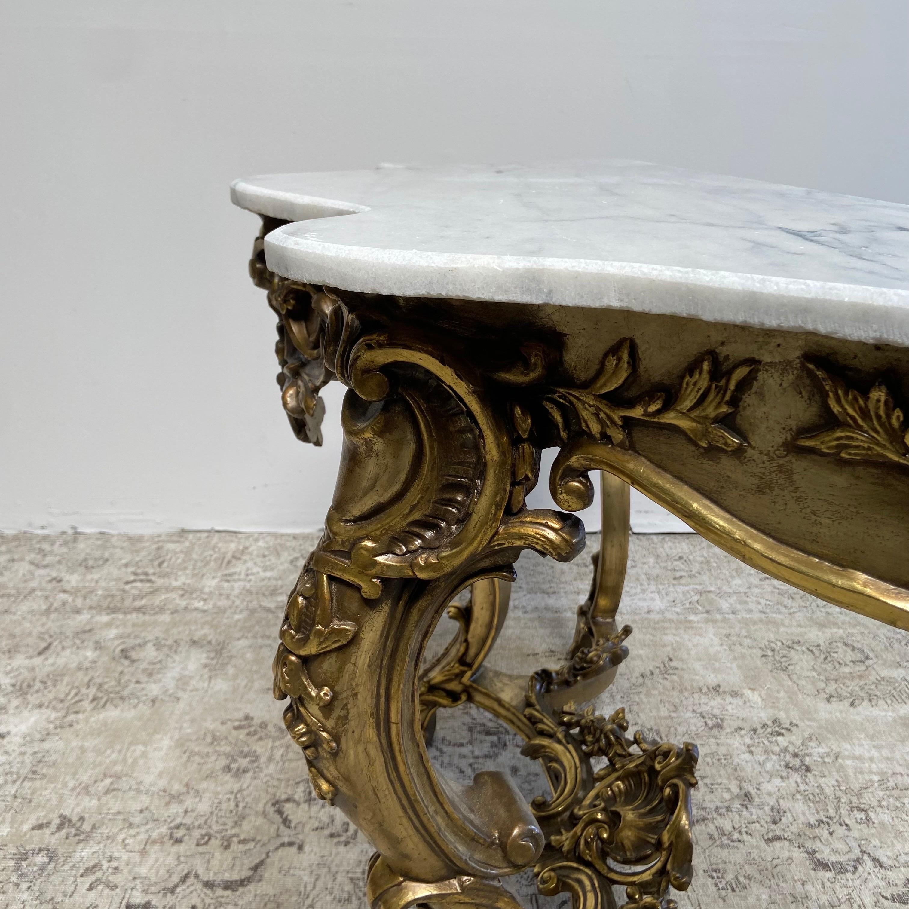 Vintage French Style Console Table with Marble Top 5