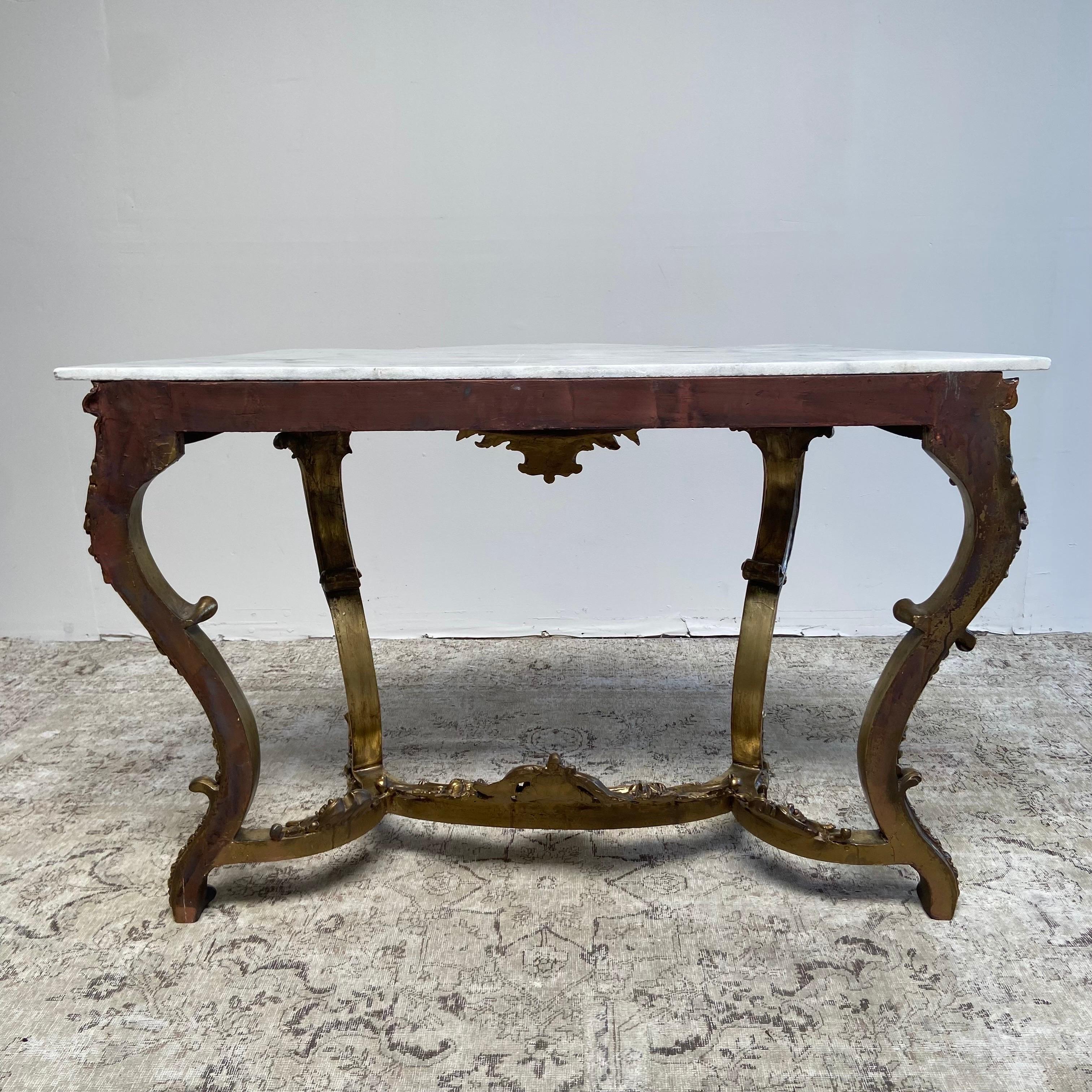 Vintage French Style Console Table with Marble Top 6