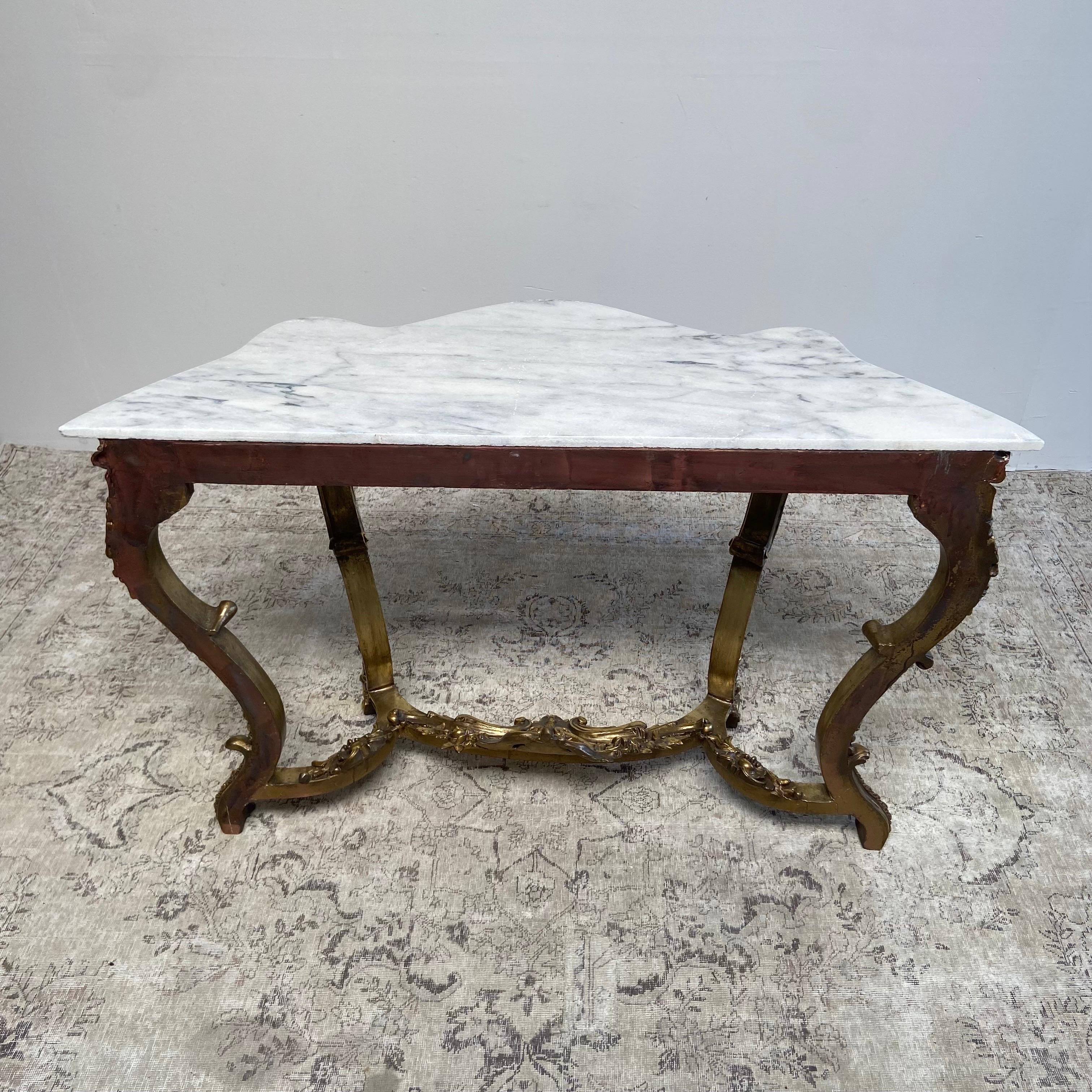 Vintage French Style Console Table with Marble Top 7
