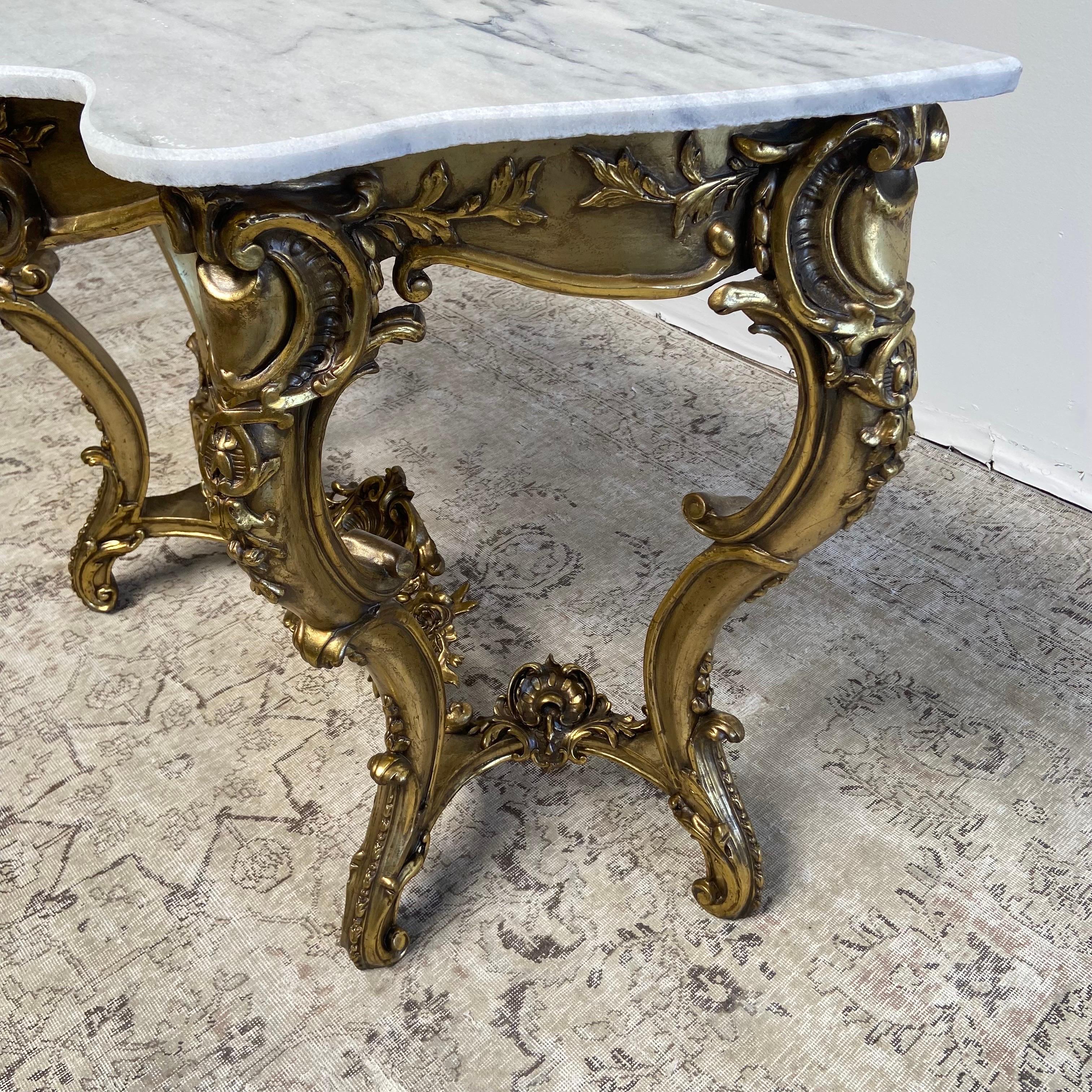 Vintage French Style Console Table with Marble Top 3