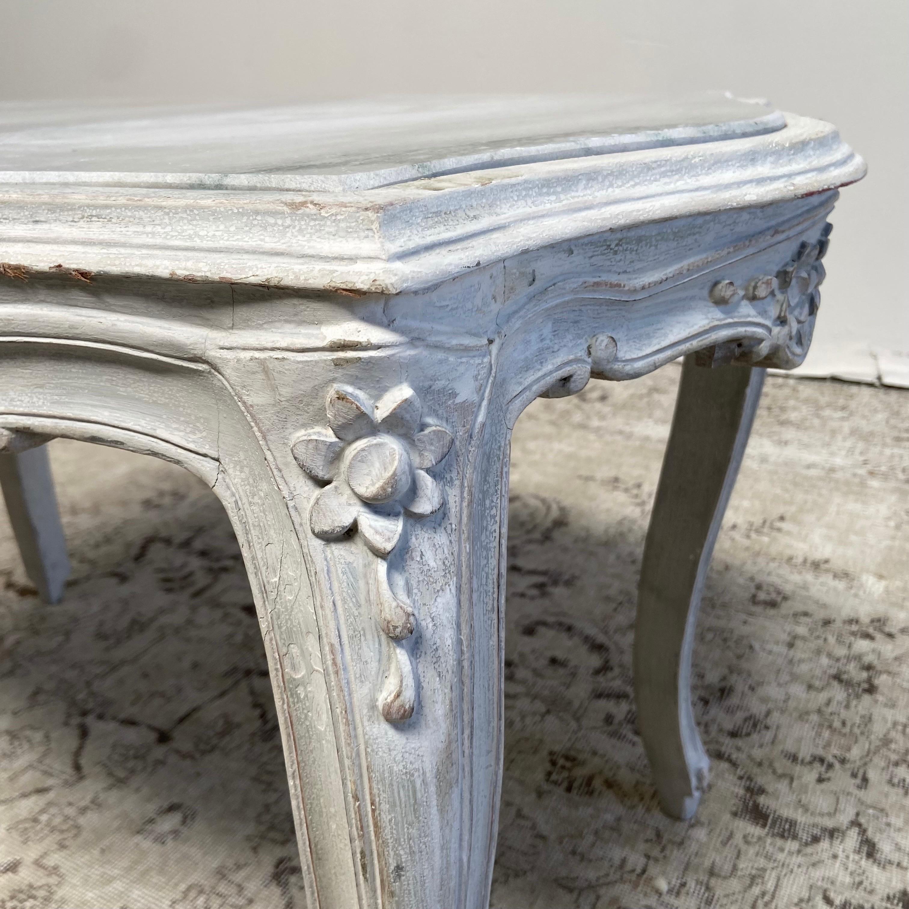 Vintage French Style Console Table with Marble Top For Sale 4