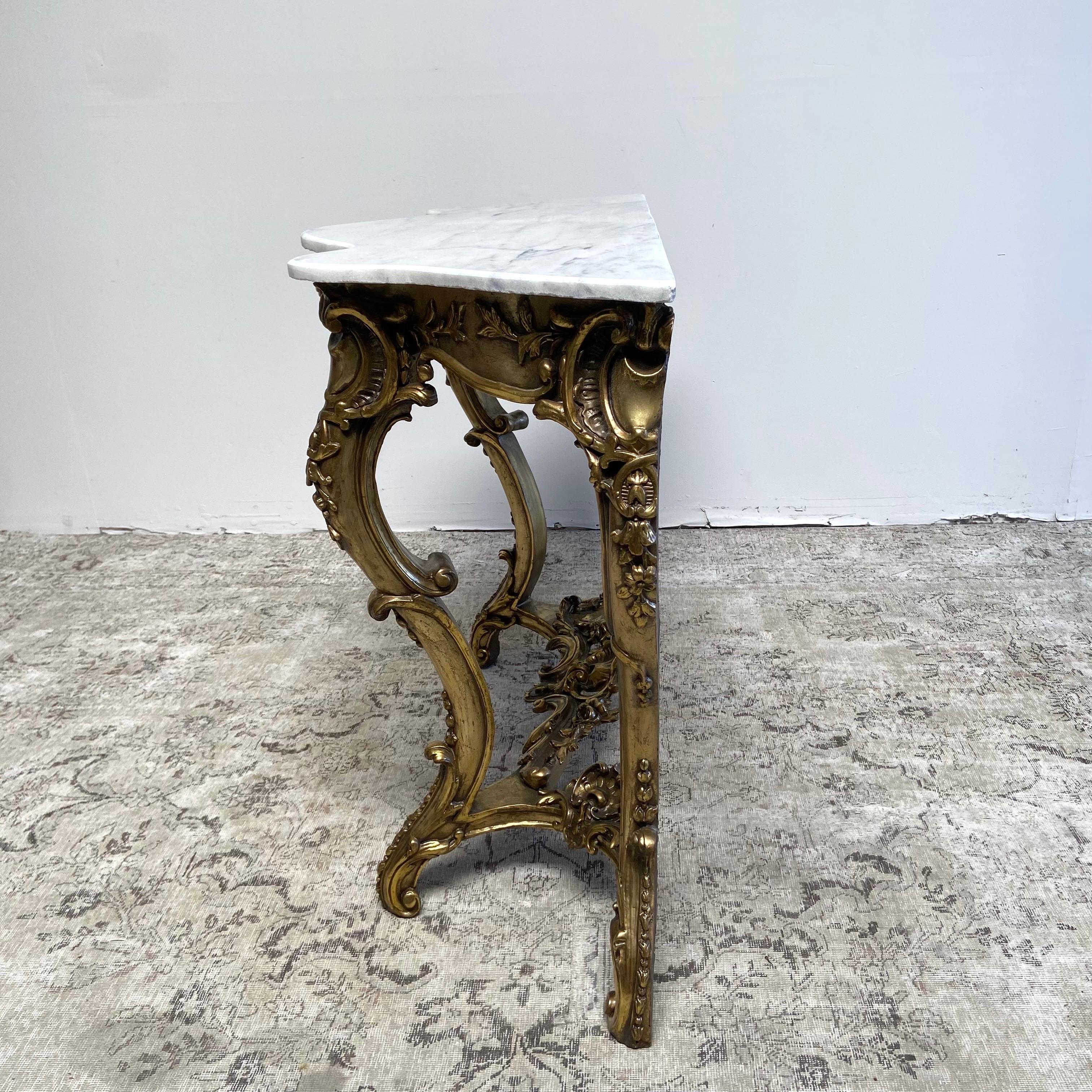 Vintage French Style Console Table with Marble Top 4