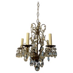 Vintage French Style Crystal and Brass Chandelier