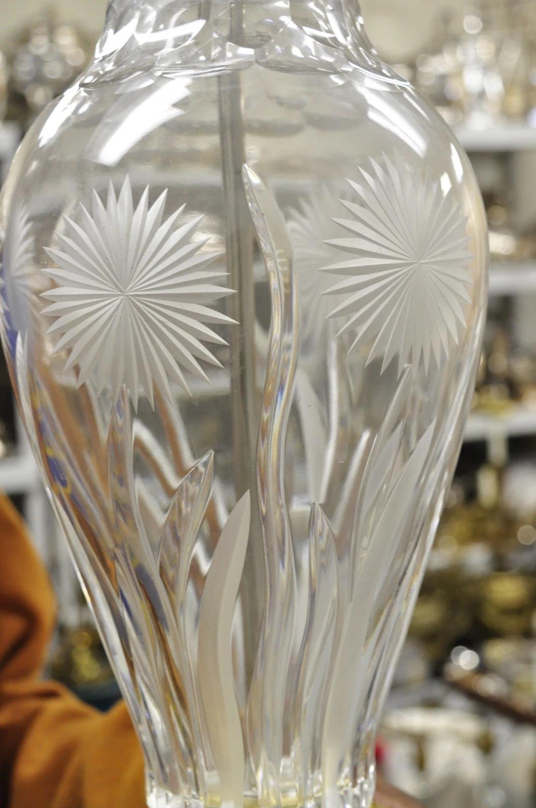 Vintage French Style Cut Crystal Glass Etched 
