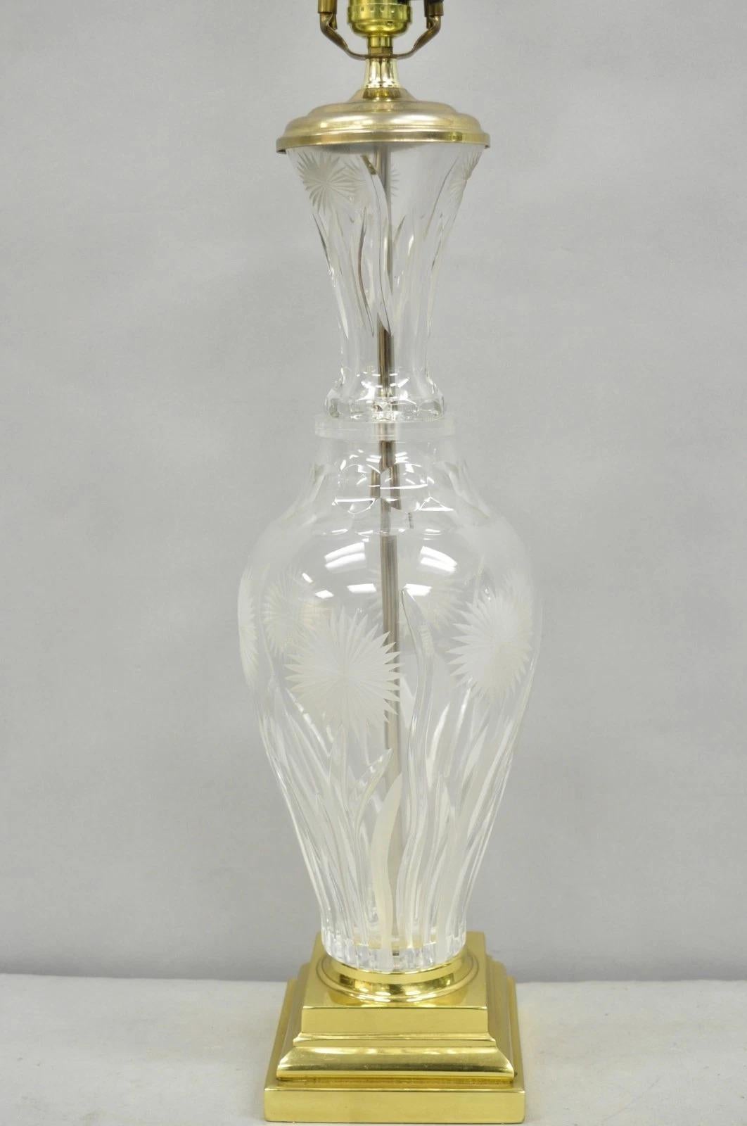 Vintage French Style Cut Crystal Glass Etched 