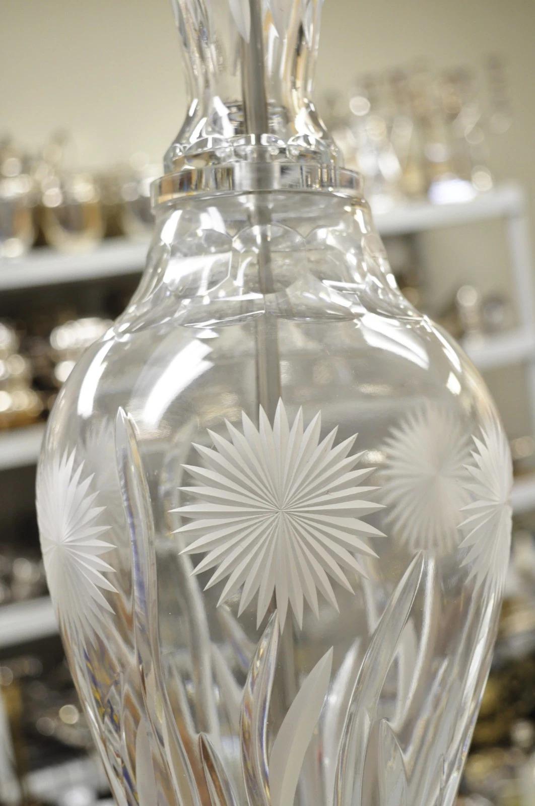 Vintage French Style Cut Crystal Glass Etched 