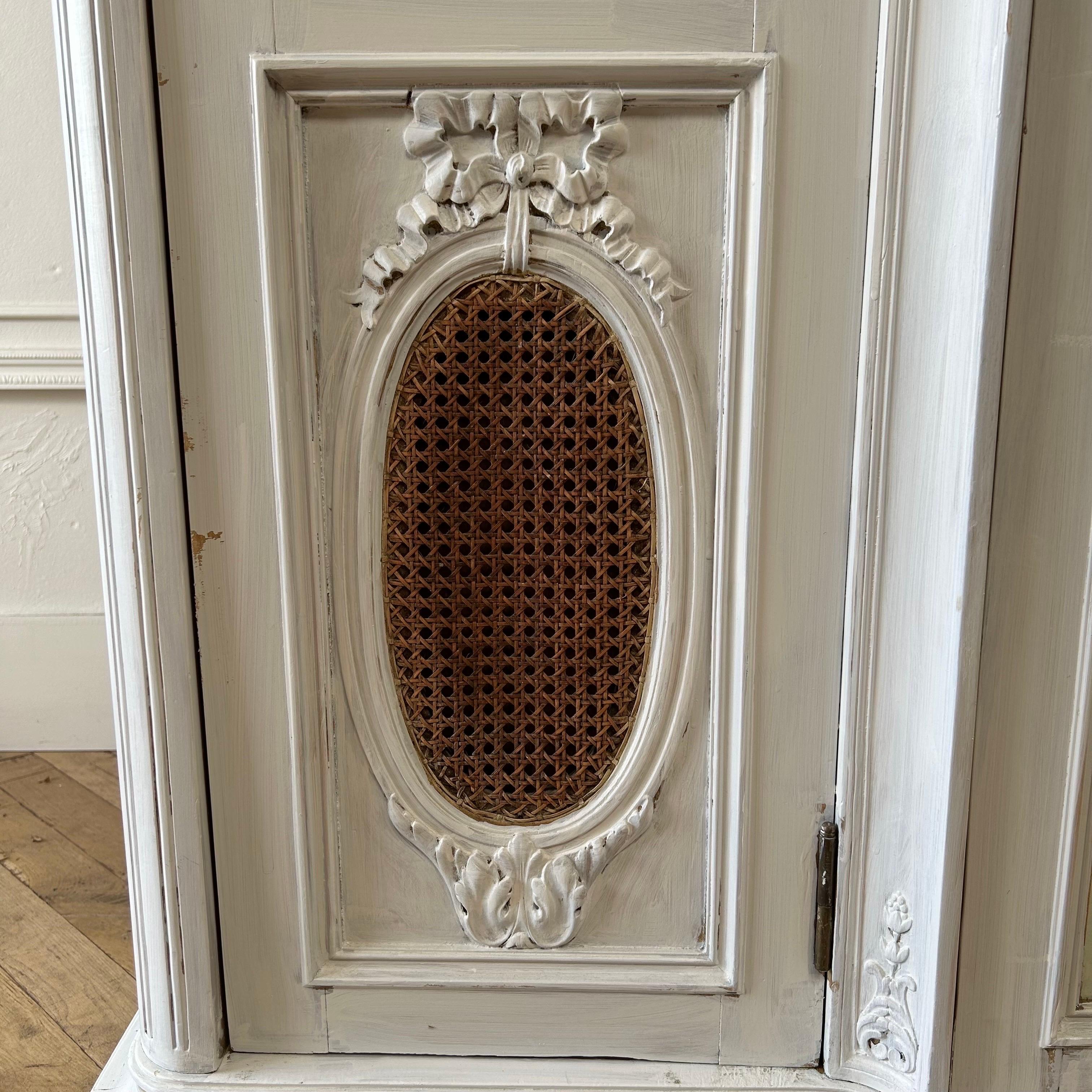 20th Century Vintage French Style Display Armoire in Painted White Finish