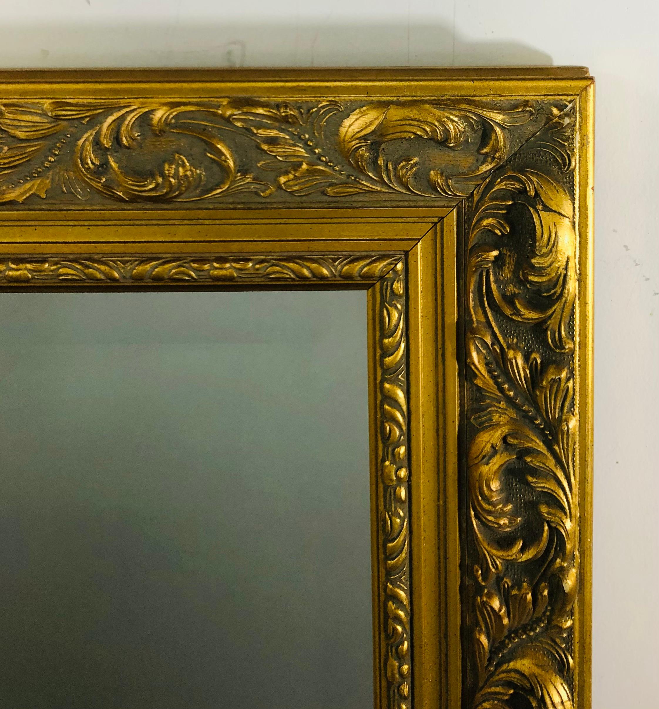 Neoclassical Vintage French Style Gilt Wood Frame and Beveled Glass Mirror
