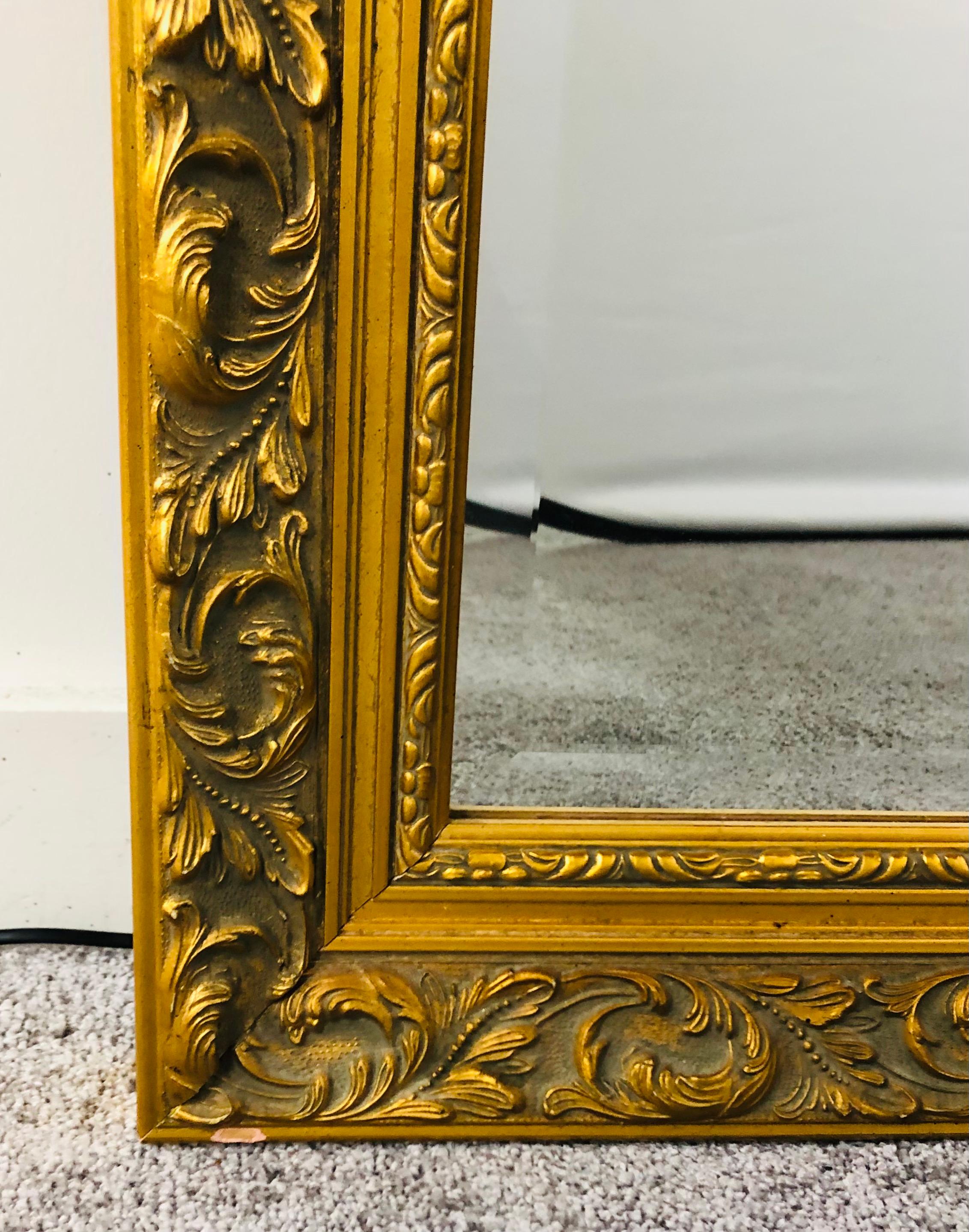 20th Century Vintage French Style Gilt Wood Frame and Beveled Glass Mirror