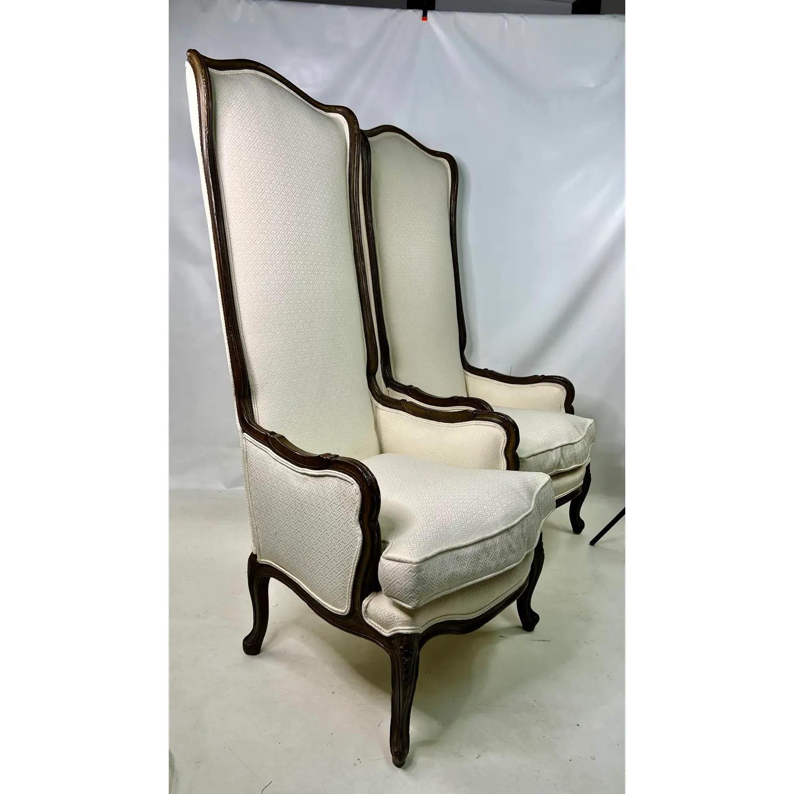 Vintage French style high back throne chairs - a pair.
The chairs are very well made and the cushions are down filled.