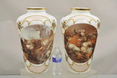 Vasi in vetro soffiato bianco di grandi dimensioni con scena di trasferimento - una coppia