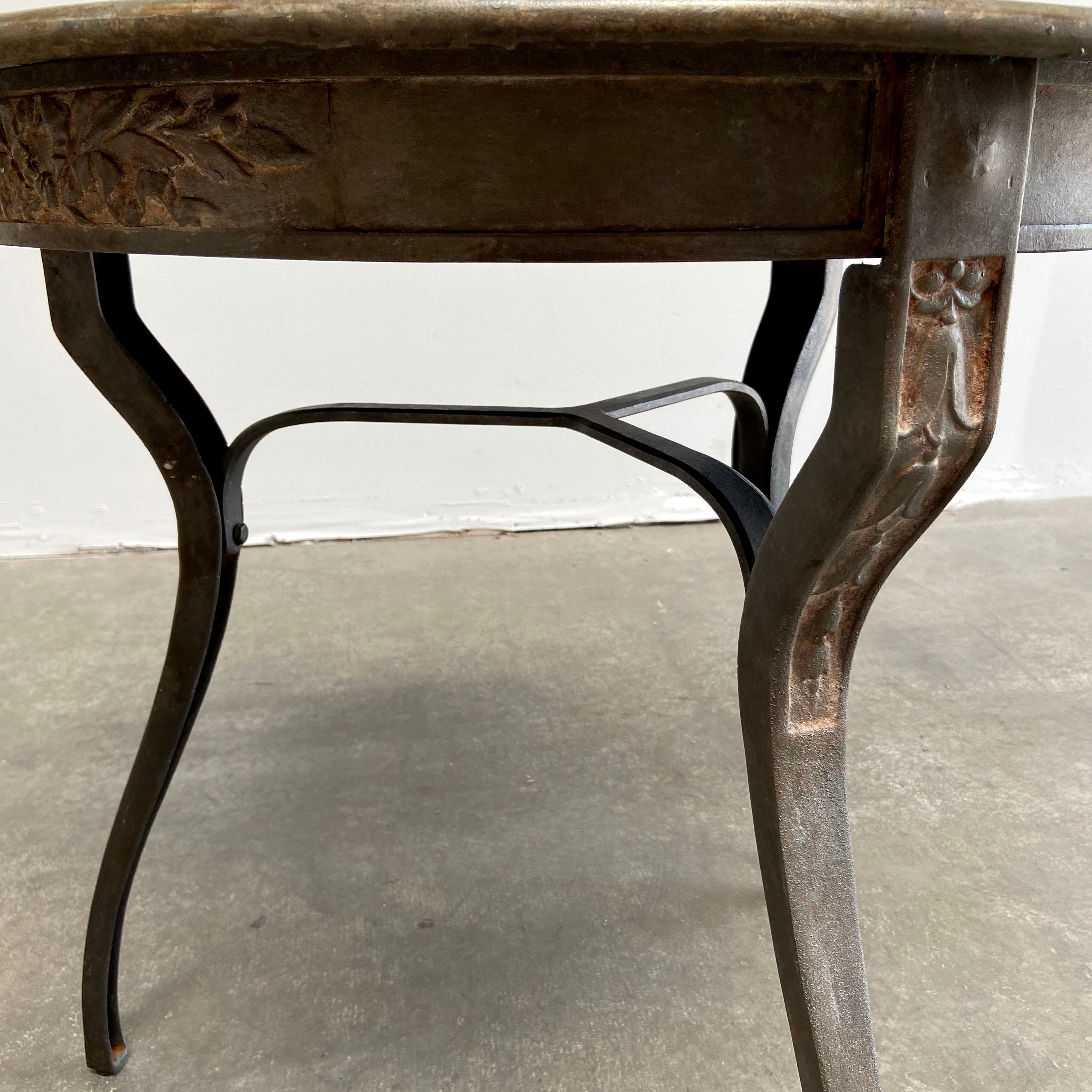 Vintage French Style Metal Table with Ribbon Carving 2