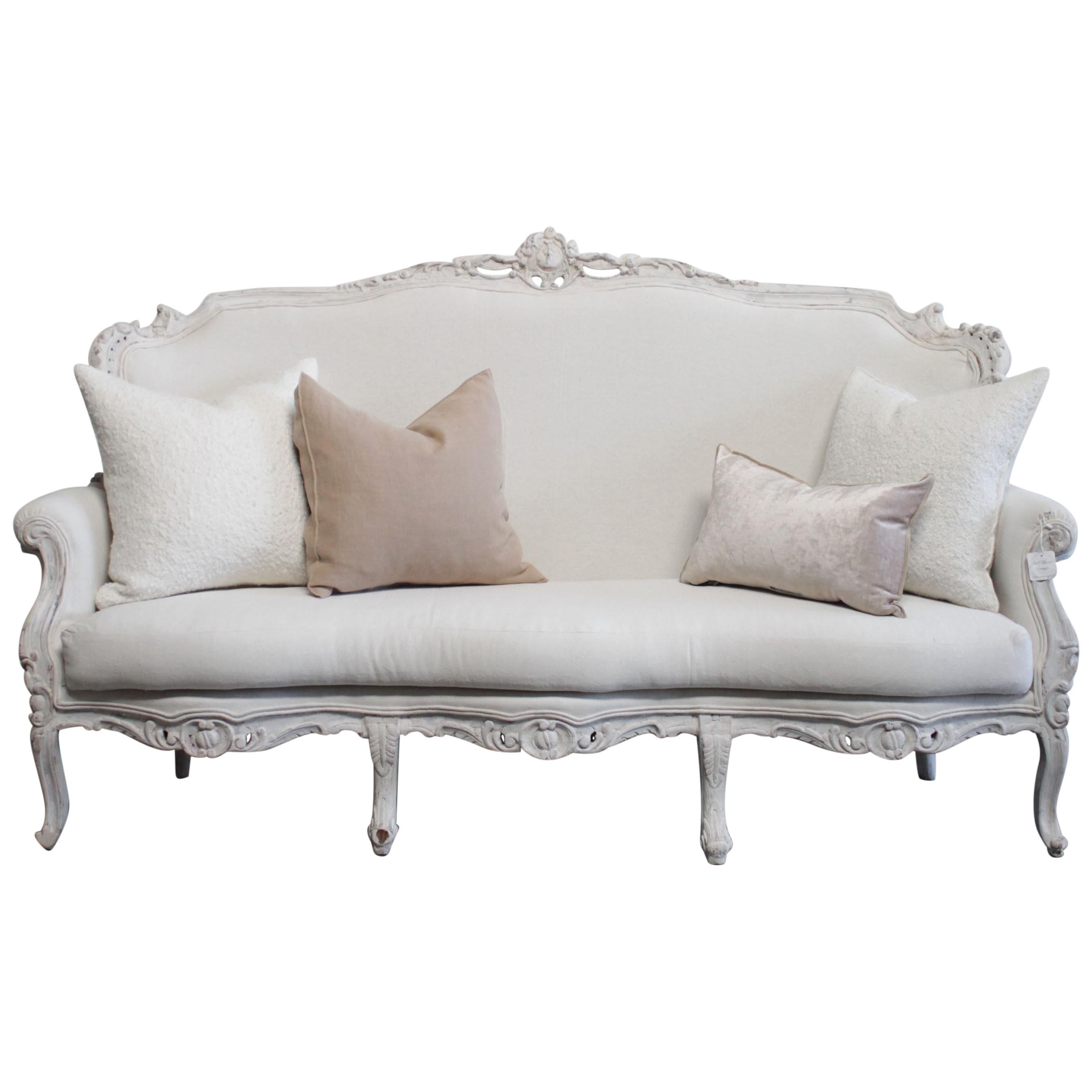 Vintage French Style Painted and Upholstered Sofa