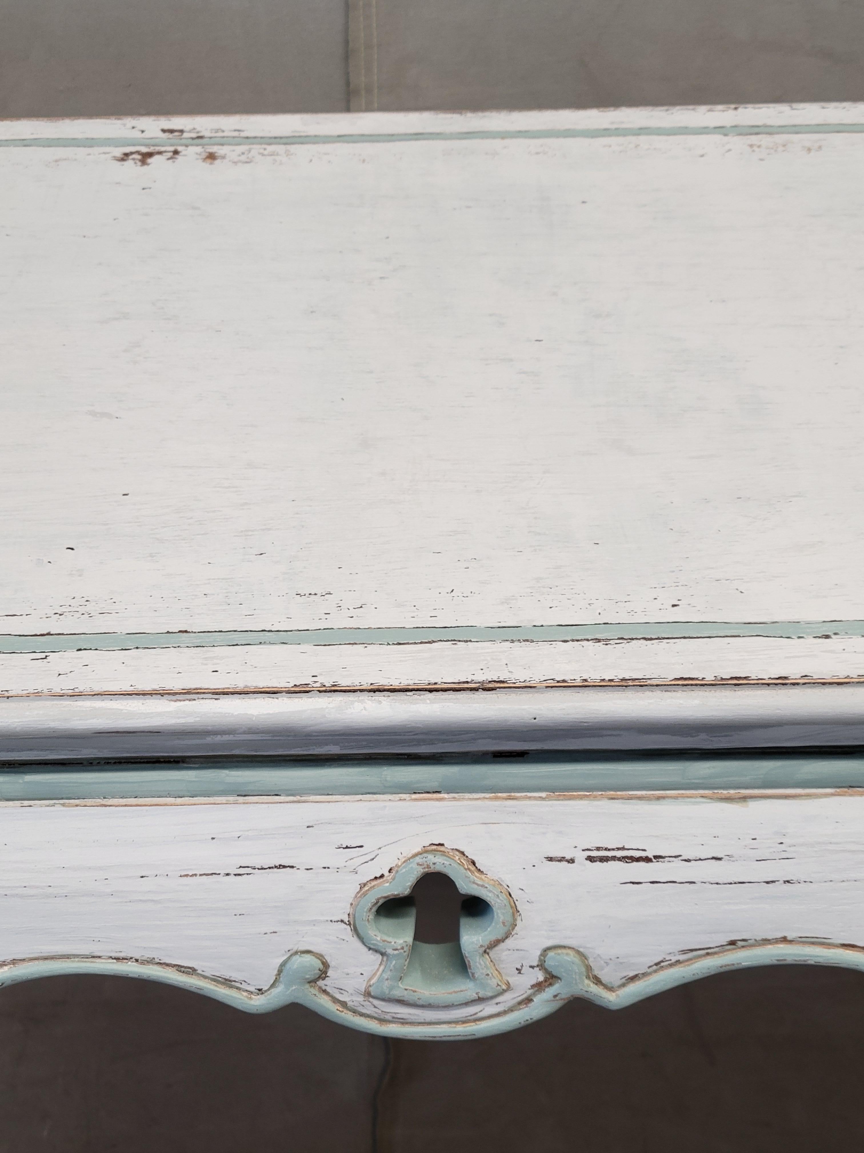 Mesa consola cabriole pintada estilo francés vintage Madera en venta