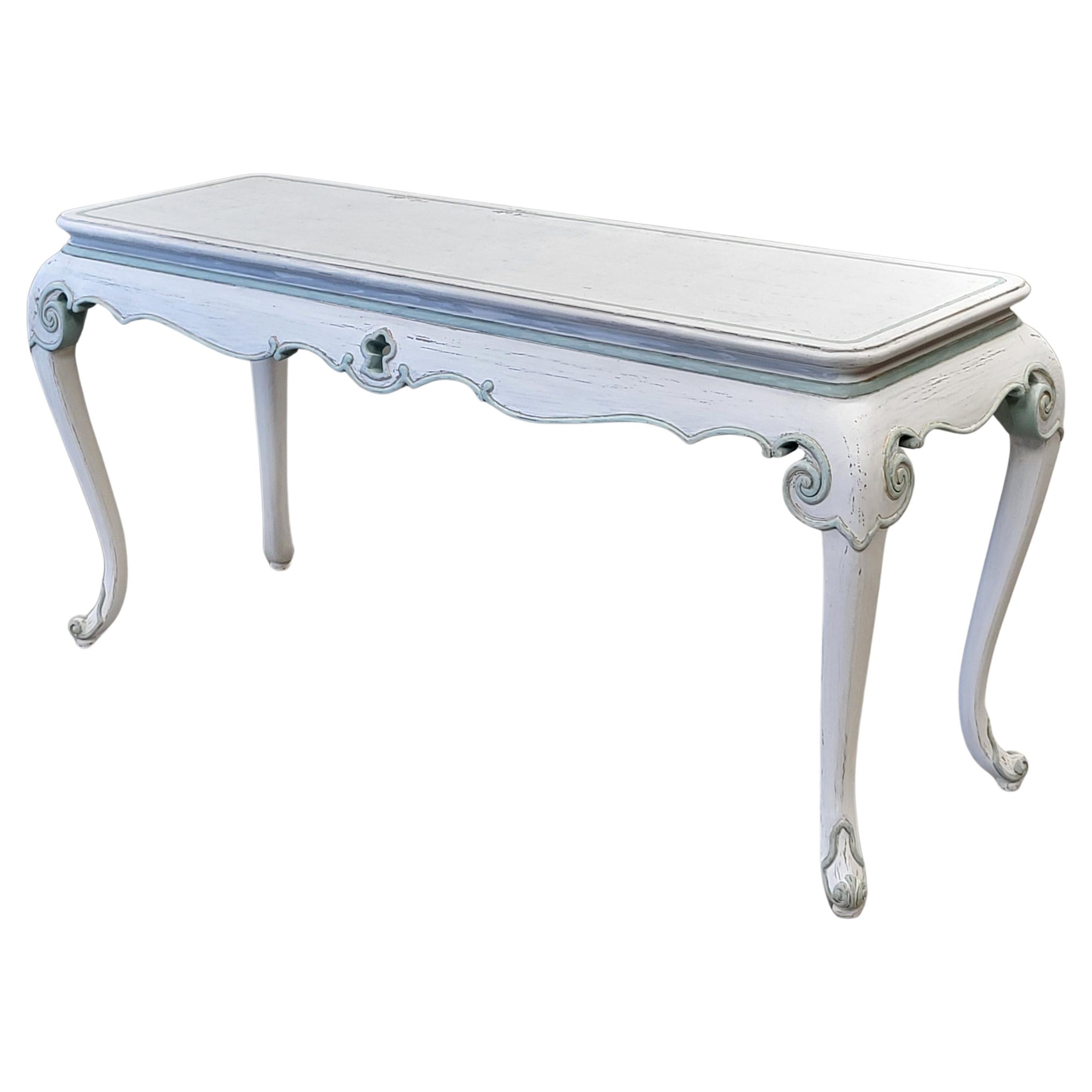 Vintage French Style Painted Cabriole Console Table