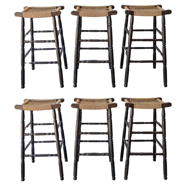 Rush Seat Seat Counter Vintage Rush Seat, Ladder Back Bar Height